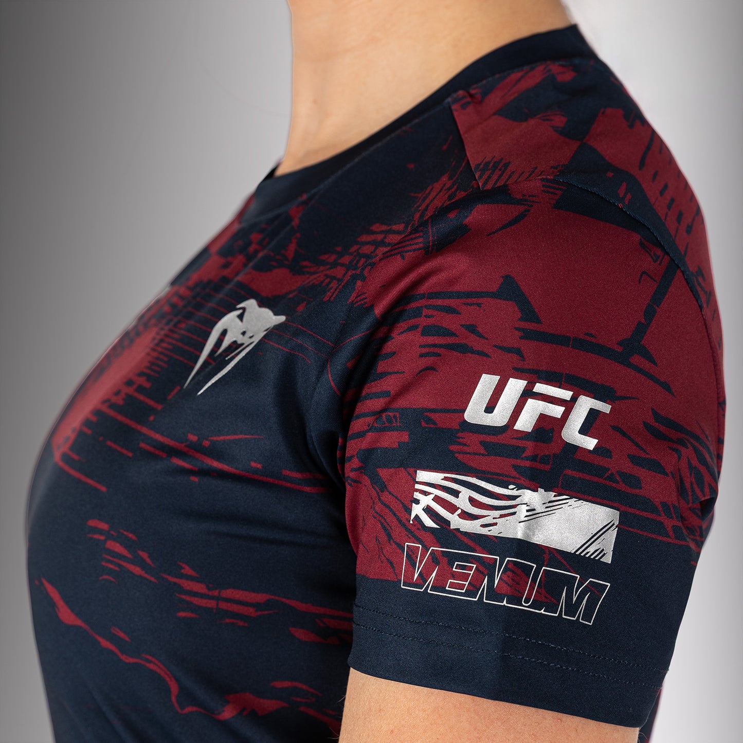 T-shirt manches courtes Performance Femme UFC Zenith by Venum Authentic Fight Week - Bleu marine/Bordeaux/Argent