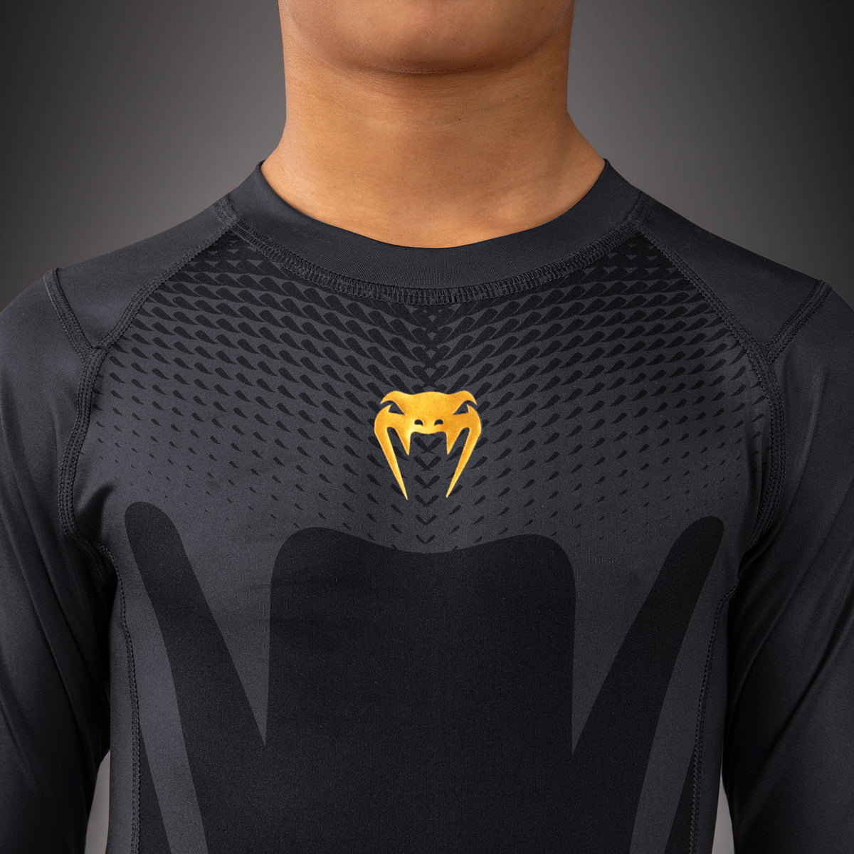 Rashguard manches courtes pour Enfant Venum Attack - Noir/Or