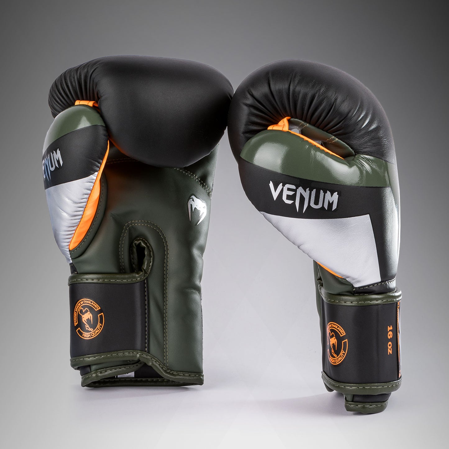 Gants de boxe Venum Elite - Noir/Argent/Kaki - product-type_Gants de boxe