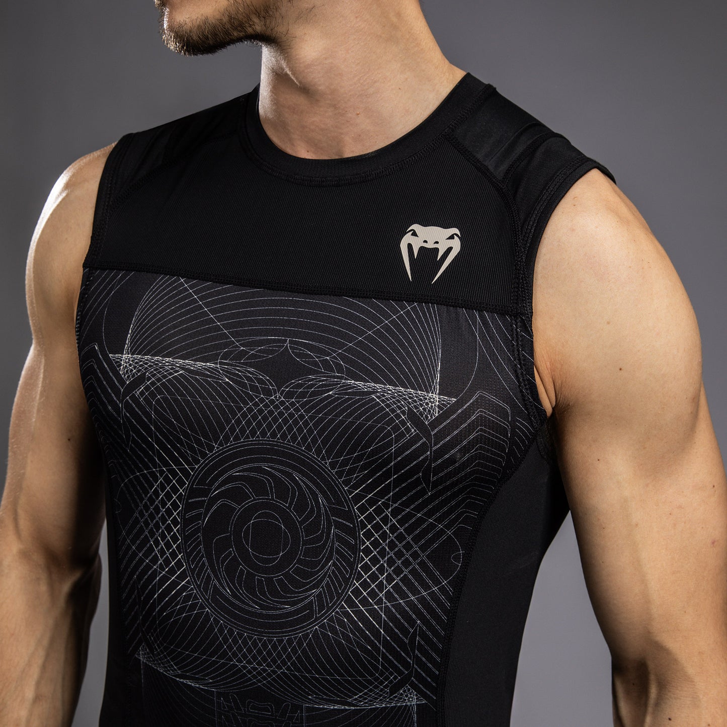 Rashguard sans Manches Venum G-Fit Air pour Hommes - Noir Intense/Sable Désert - product-type_T-Shirts de Compression