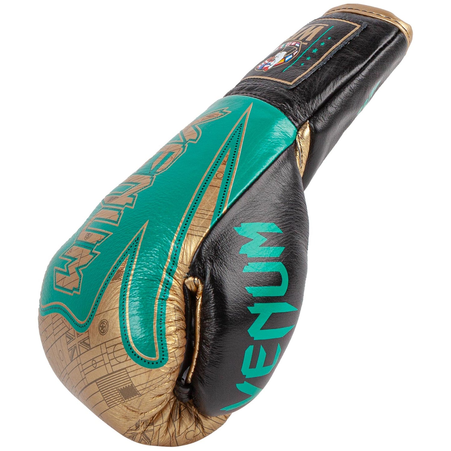 Gants de boxe Pro Venum Hammer - Edition limitée WBC - Avec Lacets - Vert Métallique/Doré - Gants de boxe Pro