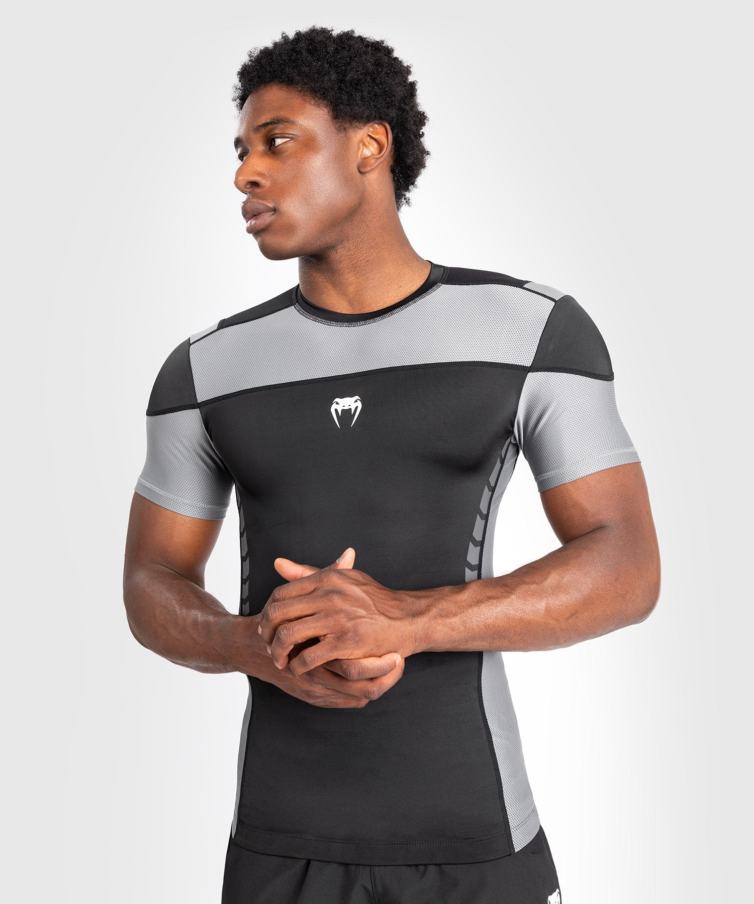 Rashguard À Manches Courtes pour Hommes Venum Tempest - Noir/Gris - product-type_T-Shirts de Compression
