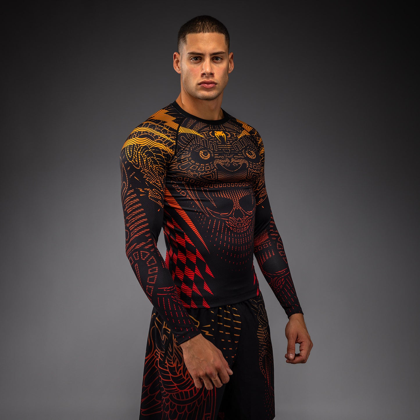 Rashguard Manches Longues Venum Quetzal Fury - Noir/Rouge Fury/Mandarine