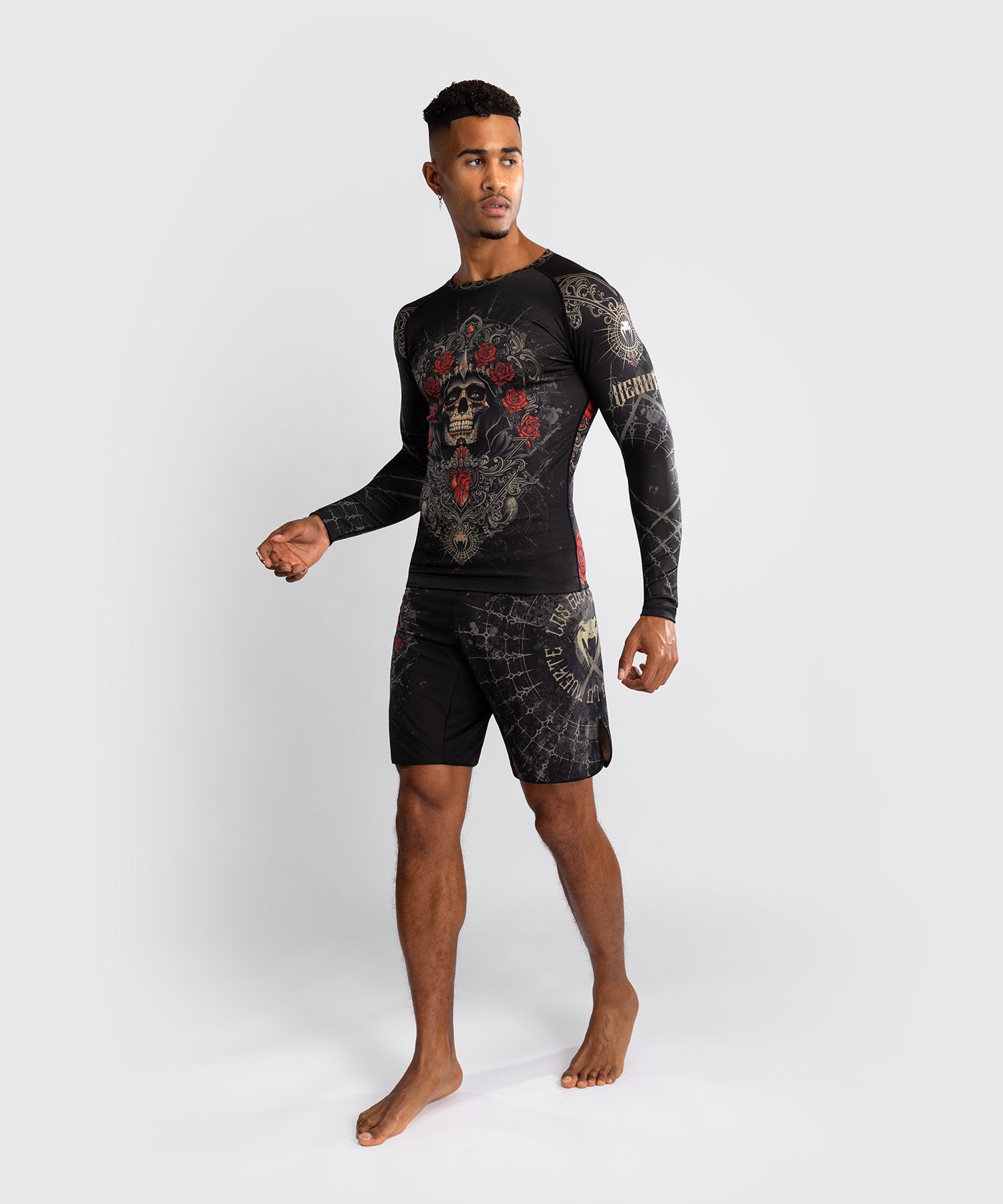 Rashguard à Manches Longues pour Hommes Venum Santa Muerte 5.0 - Noir Profond/Or - product-type_T-Shirts de Compression