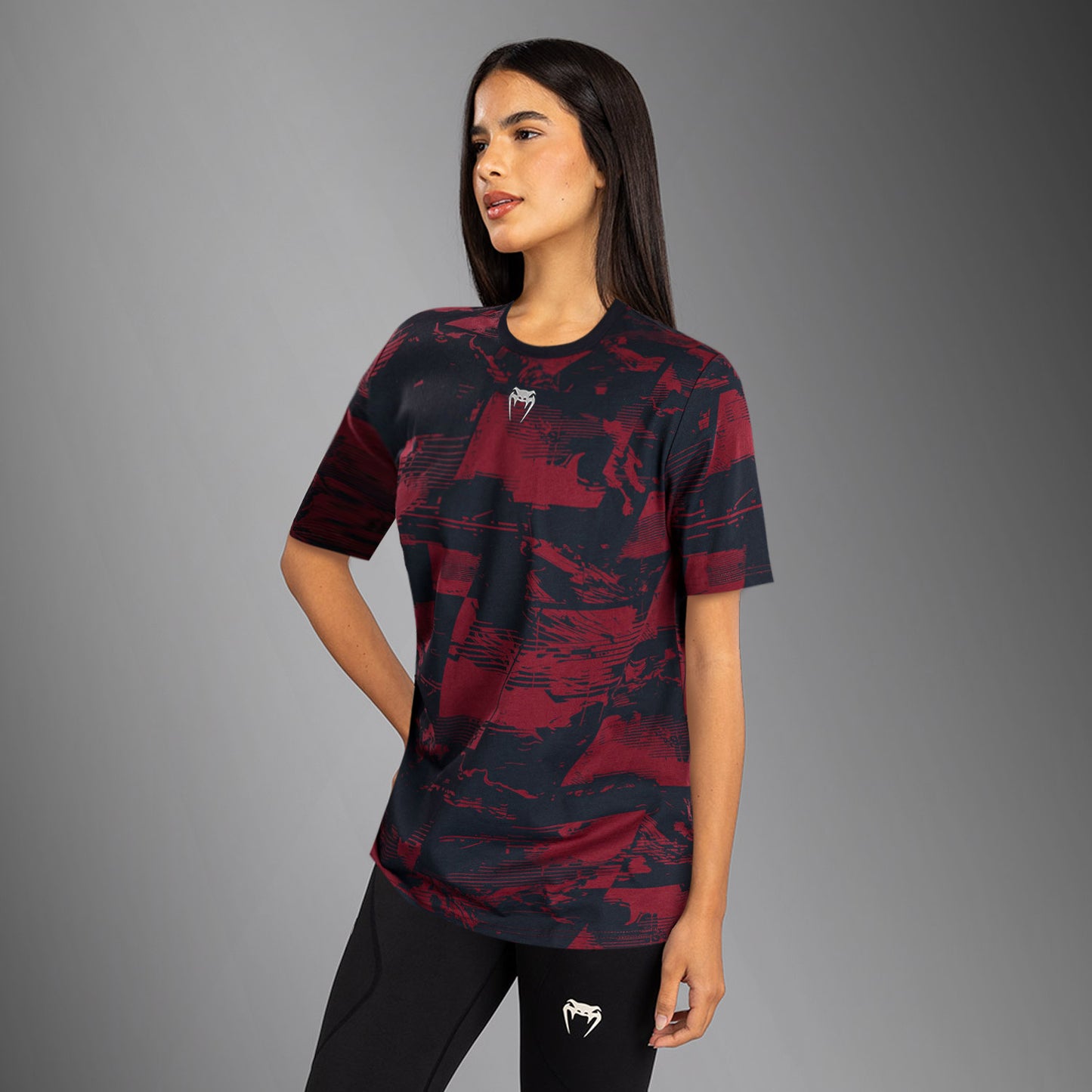 T-shirt manches courtes Femme UFC Zenith by Venum Authentic Fight Week - Bleu marine/Bordeaux/Argent