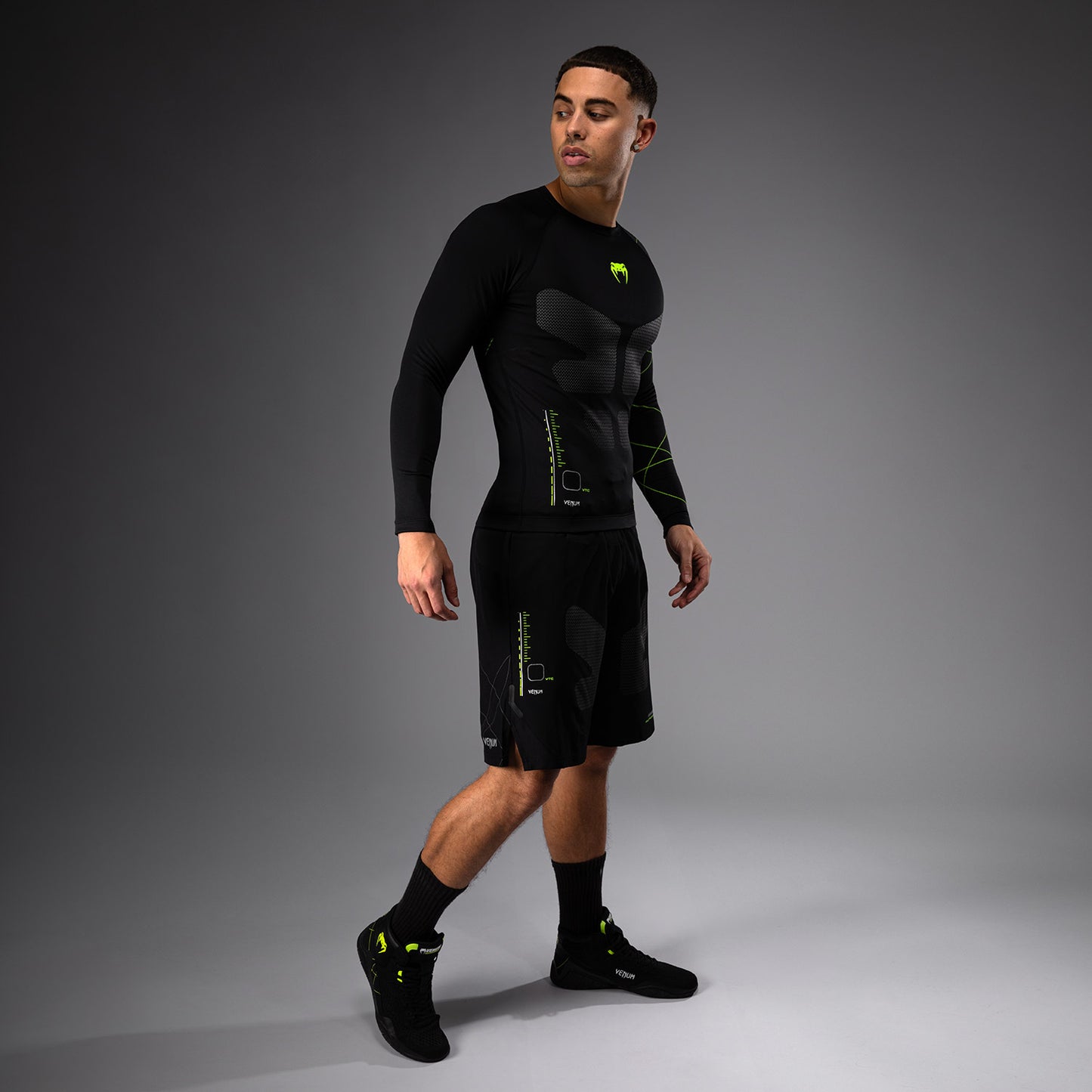 Rashguard Manches Longues Venum Training Camp 4.0 - Noir/Vert fluo - product-type_T-Shirts de Compression