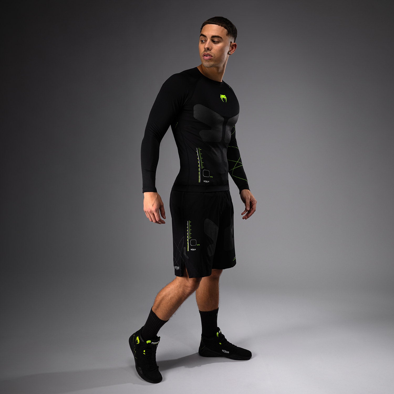Rashguard Manches Longues Venum Training Camp 4.0 - Noir/Vert fluo - product-type_T-Shirts de Compression