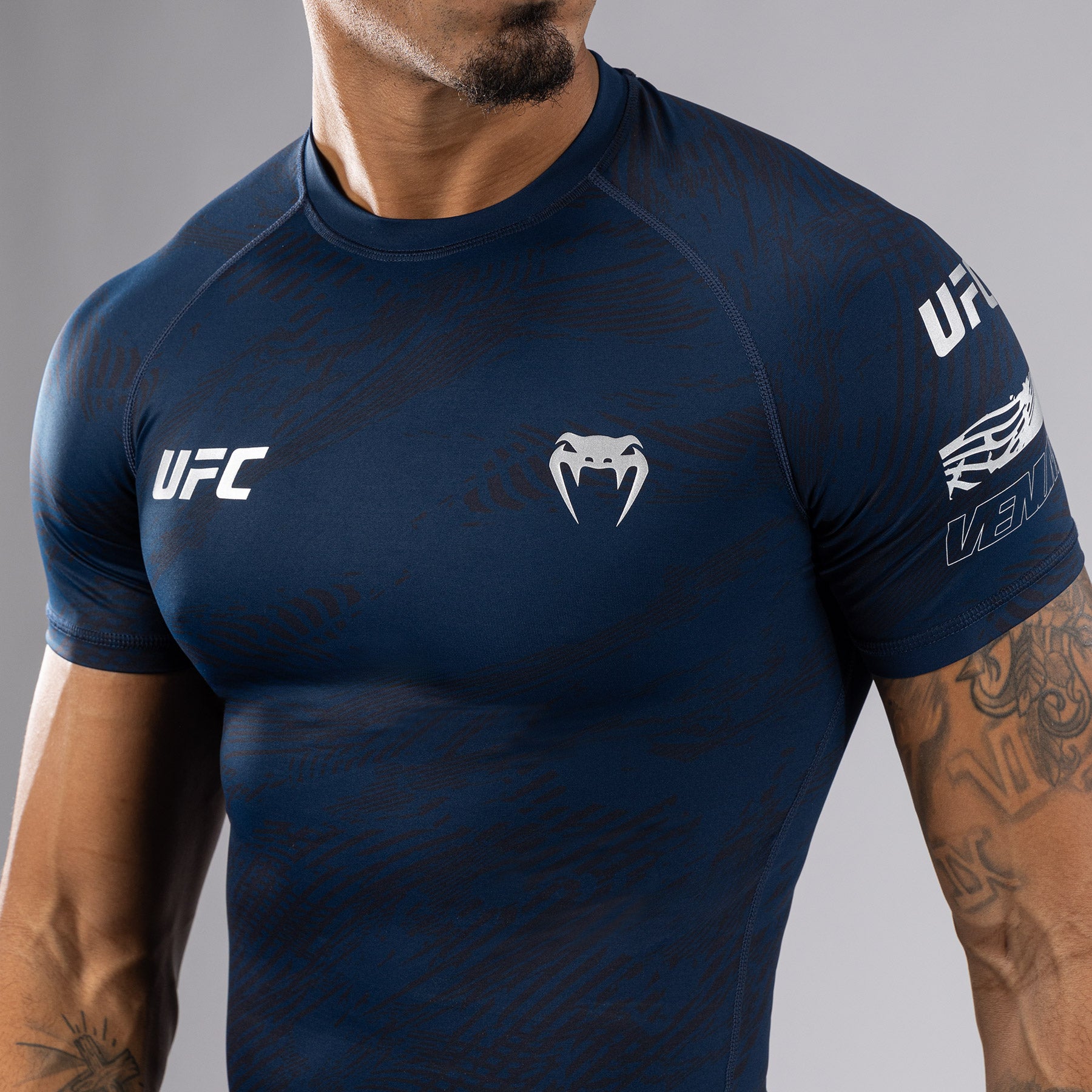 Rashguard Performance à Manches Courtes pour Hommes UFC Fusion by Venum Fight Week - Bleu Océanique - product-type_T-Shirts de Compression