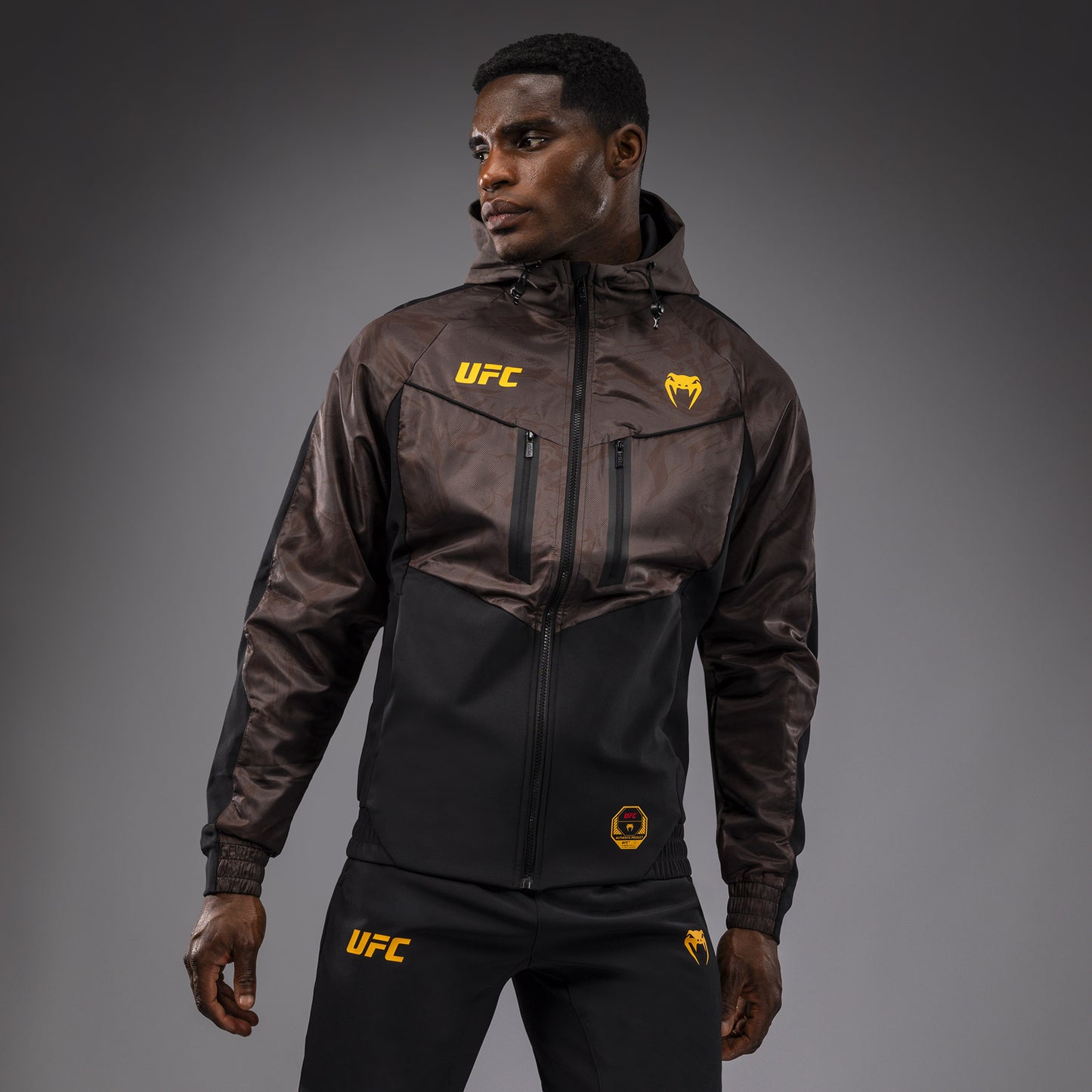 Veste à Capuche Zippé pour Hommes UFC Fusion by Venum Fight Week - Marron Terrestre - product-type_Vestes