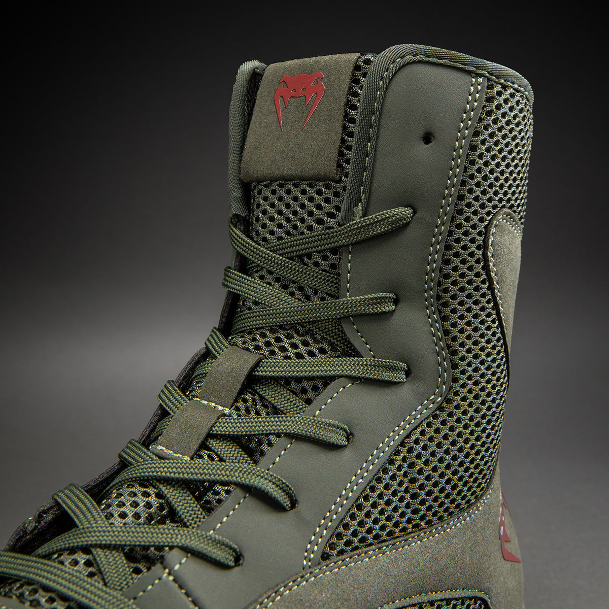 Chaussures de boxe Venum Contender - Kaki/Rouge