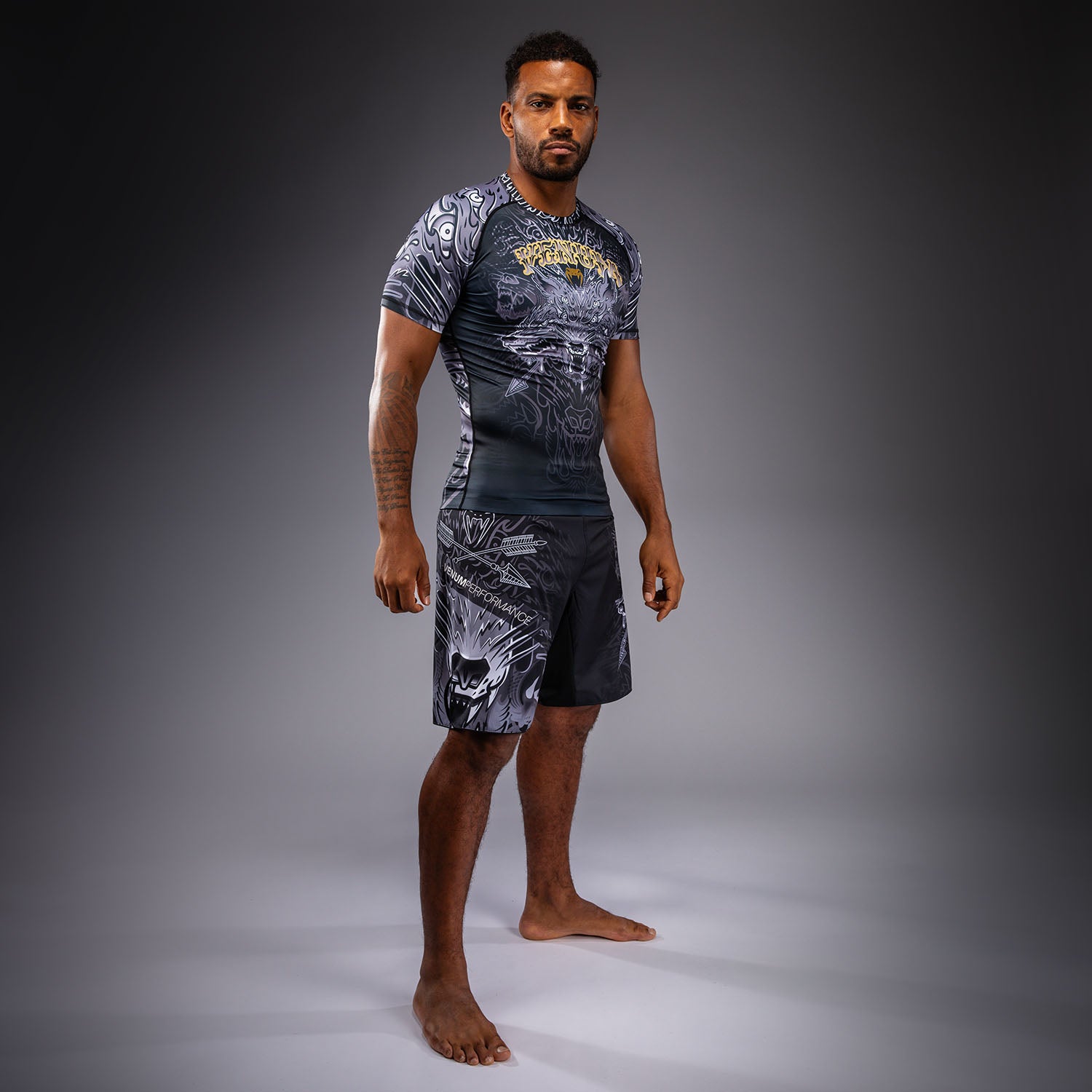 Rashguard à Manches Courtes Venum Wolf Atak – Noir/Gris - product-type_T-Shirts de Compression