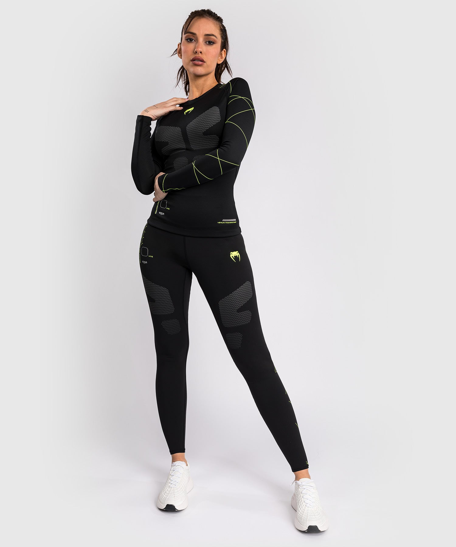Rashguard Manches Longues Venum Training Camp 4.0 - Noir/Vert Fluo - product-type_T-Shirts de Compression