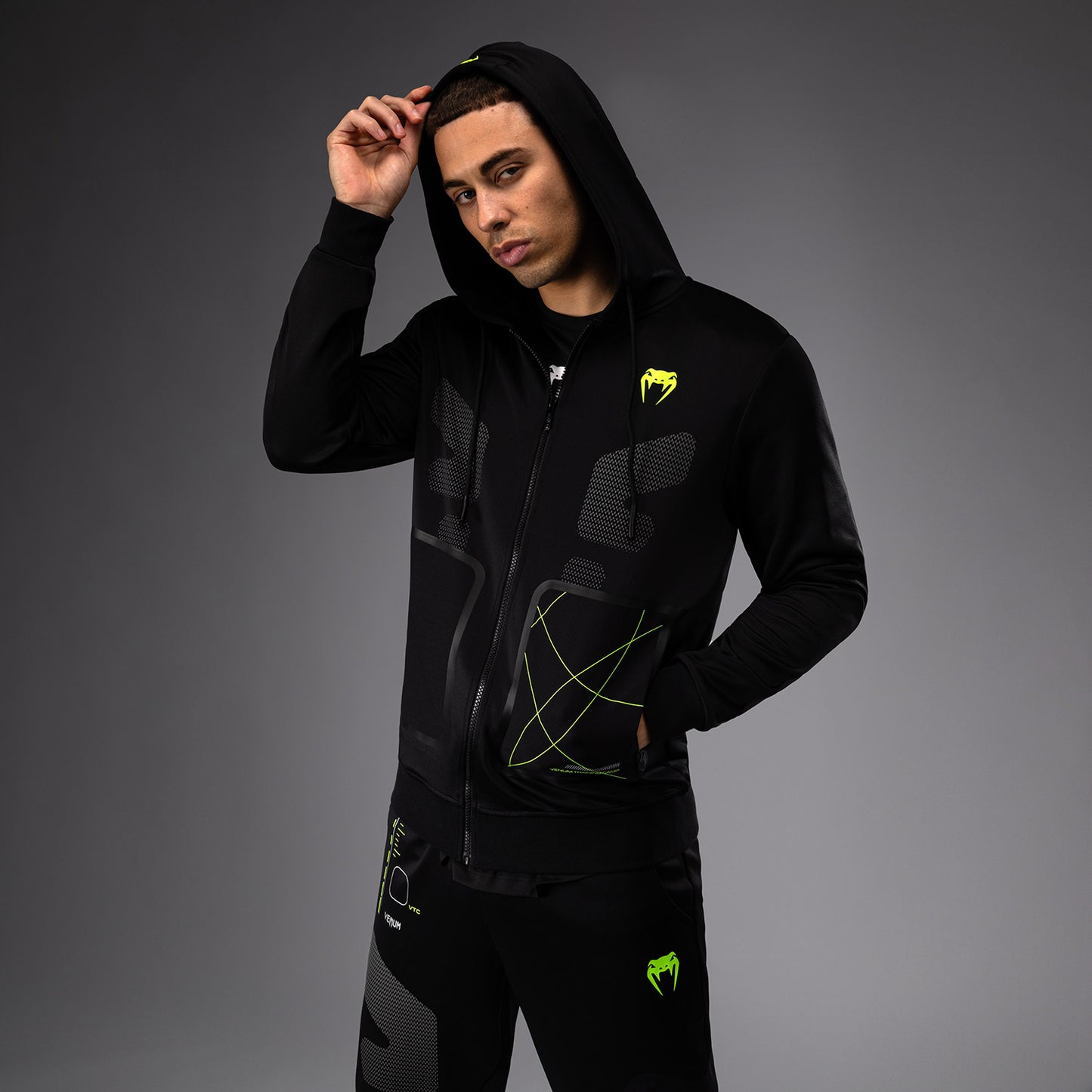 Sweat à capuche zippé Venum Training Camp 4.0 - Noir/Vert Fluo - product-type_Vestes