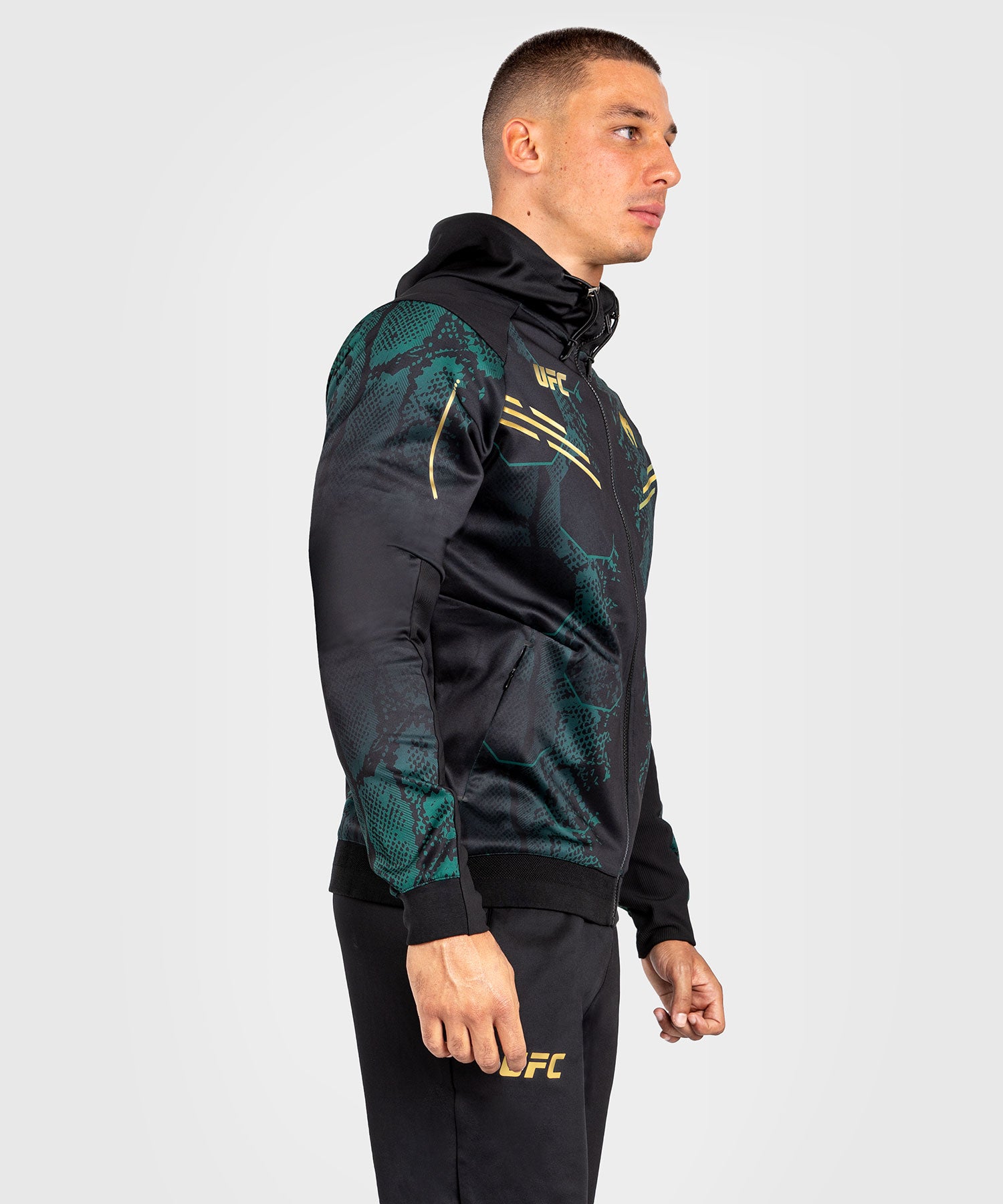 Veste à capuche pour Hommes UFC Adrenaline by Venum Authentic Fight Night - Emerald Edition - Vert/Noir/Or - product-type_Vestes
