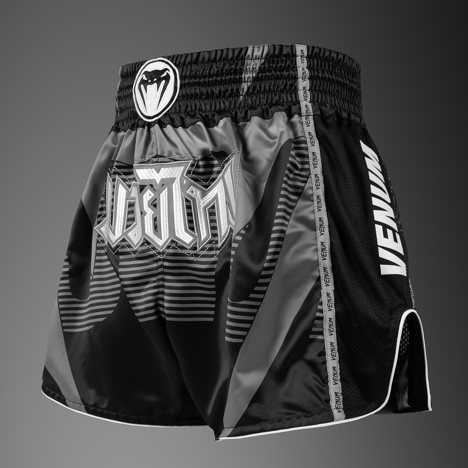 Short de Muay Thai Venum Adrenaline – Noir/Gris Argenté - product-type_Shorts de Muay Thai