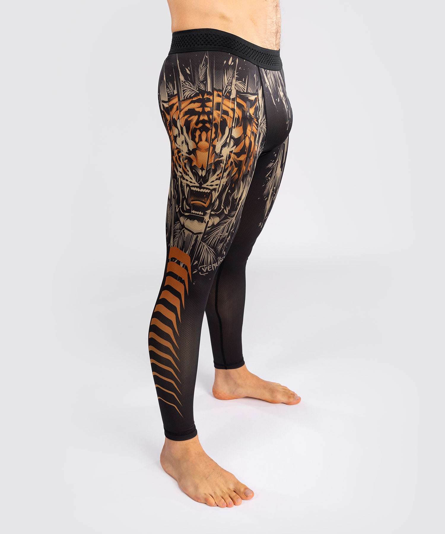 Pantalon de Compression Venum Tiger pour Hommes - Noir/Orange Néon - product-type_Pantalons de Compression