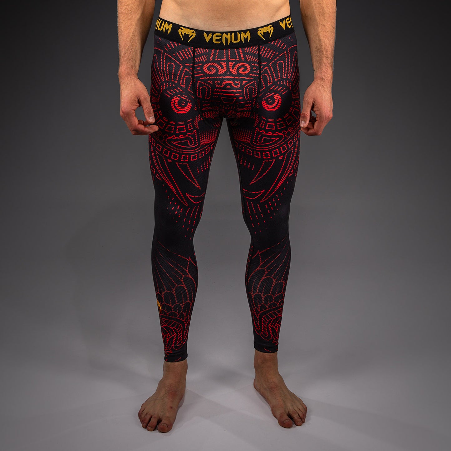 Pantalon de Compression Venum Quetzal Fury - Noir/Rouge Fury/Mandarine