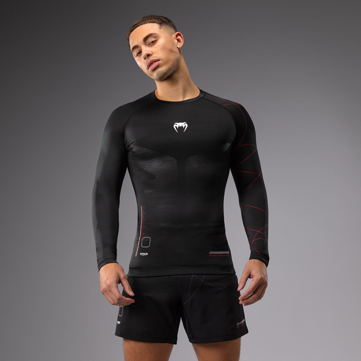 Rashguard Manches Longues Venum Tactical XT- Noir/Rouge Feu - product-type_T-Shirts de Compression