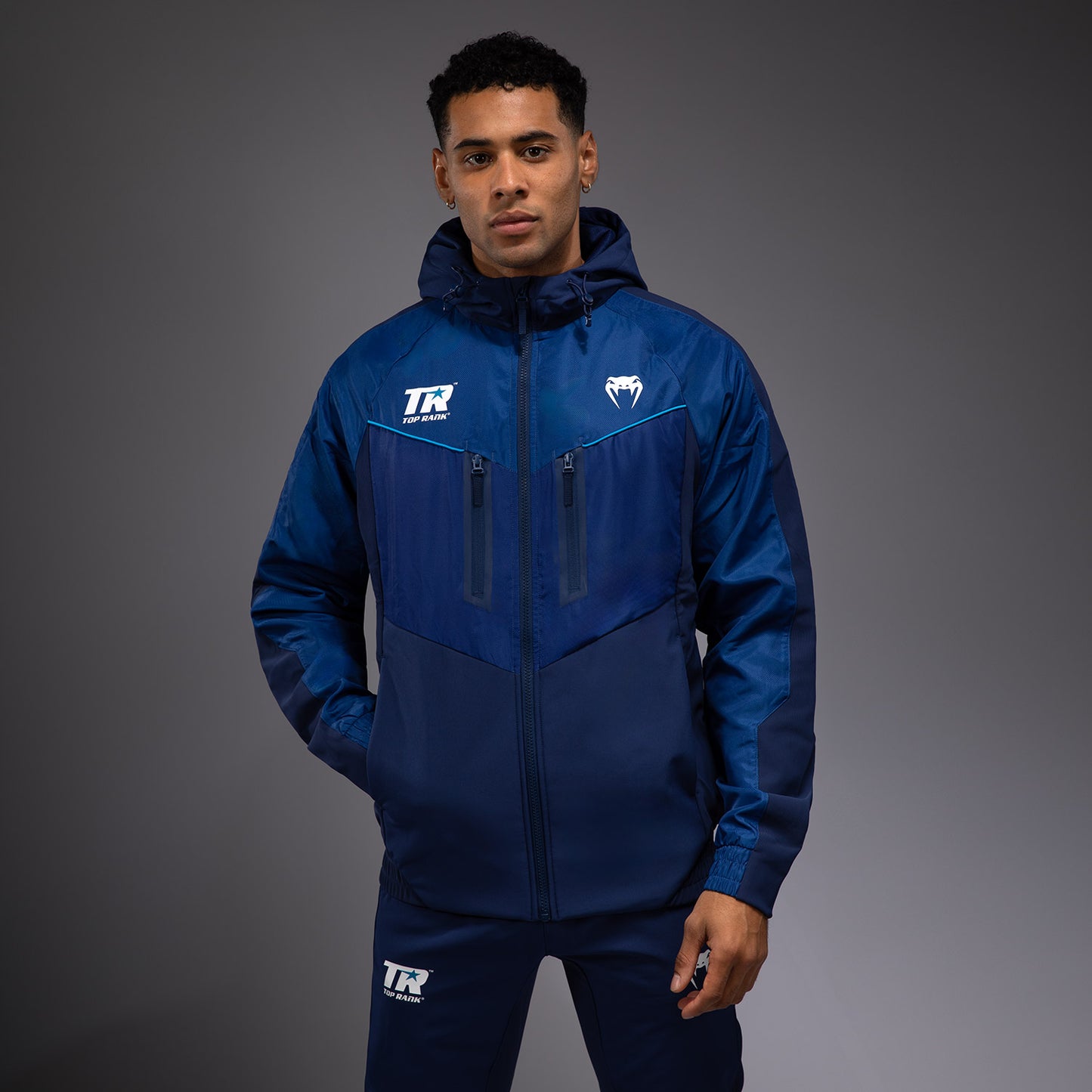 Hoodie Zippé Intégral Venum x Top Rank Original pour Hommes - Bleu Marine - product-type_Vestes