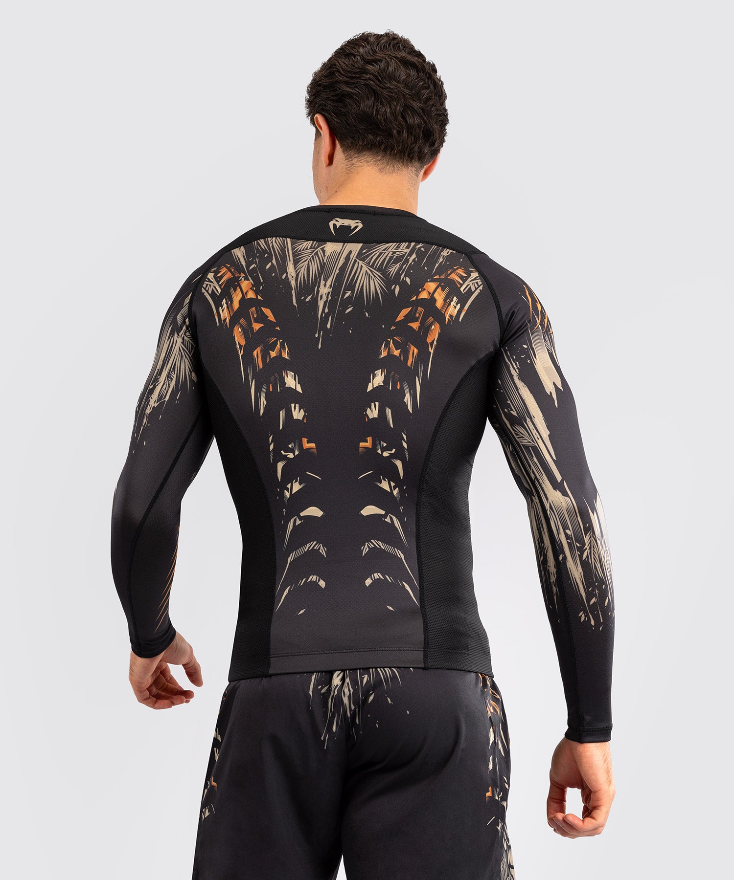 Rashguard à Manches Longues Venum Tiger pour Hommes - Noir/Orange Néon - product-type_T-Shirts de Compression