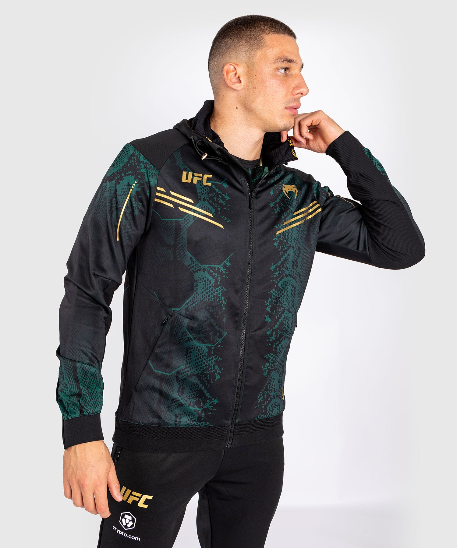 Veste à capuche pour Hommes UFC Adrenaline by Venum Authentic Fight Night - Emerald Edition - Vert/Noir/Or - product-type_Vestes