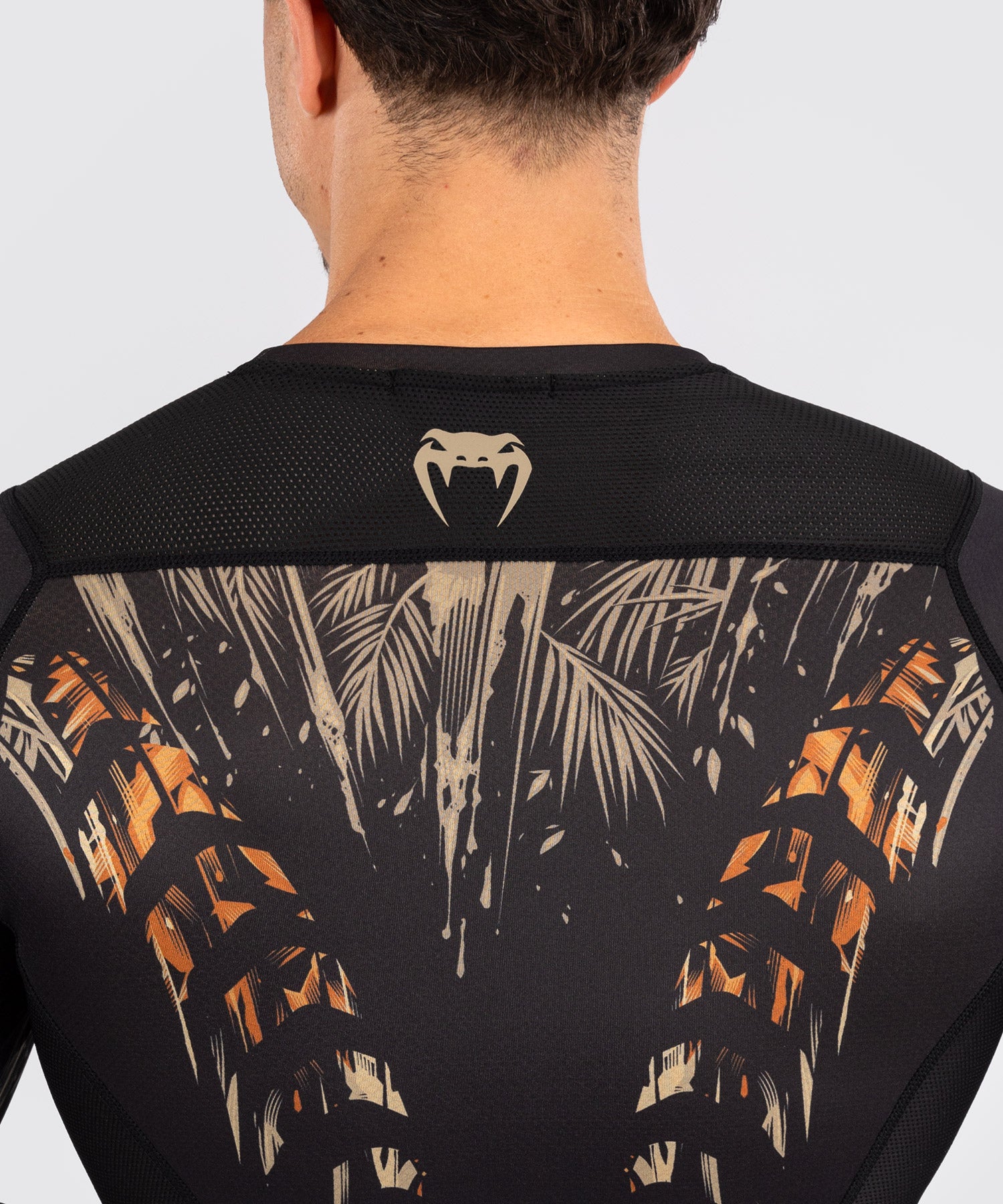Rashguard à Manches Longues Venum Tiger pour Hommes - Noir/Orange Néon - product-type_T-Shirts de Compression
