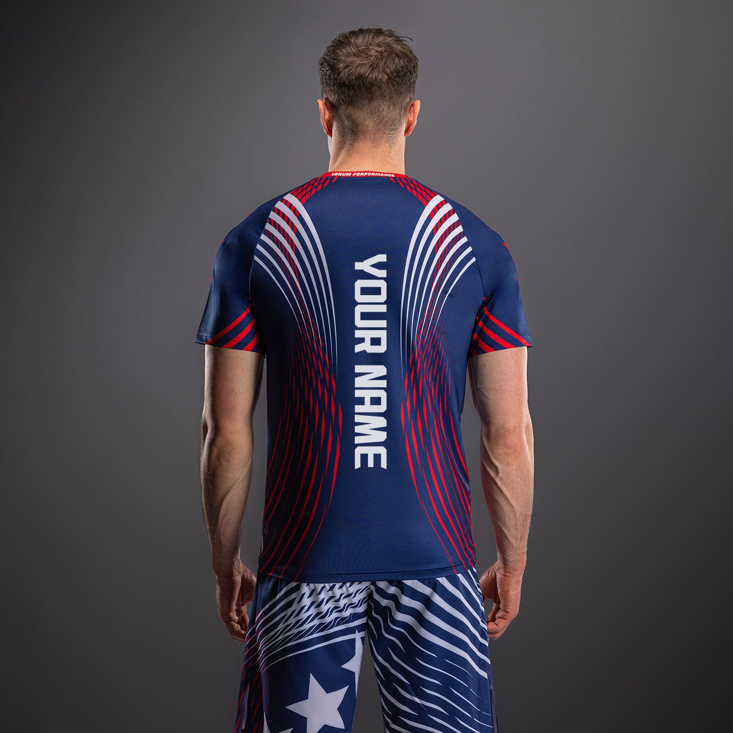 UFC Freedom 250 by Venum Authentic Fight Night Maillot Walkout Personnalisé pour homme - Bleu - product-type_T-Shirts Dry Tech