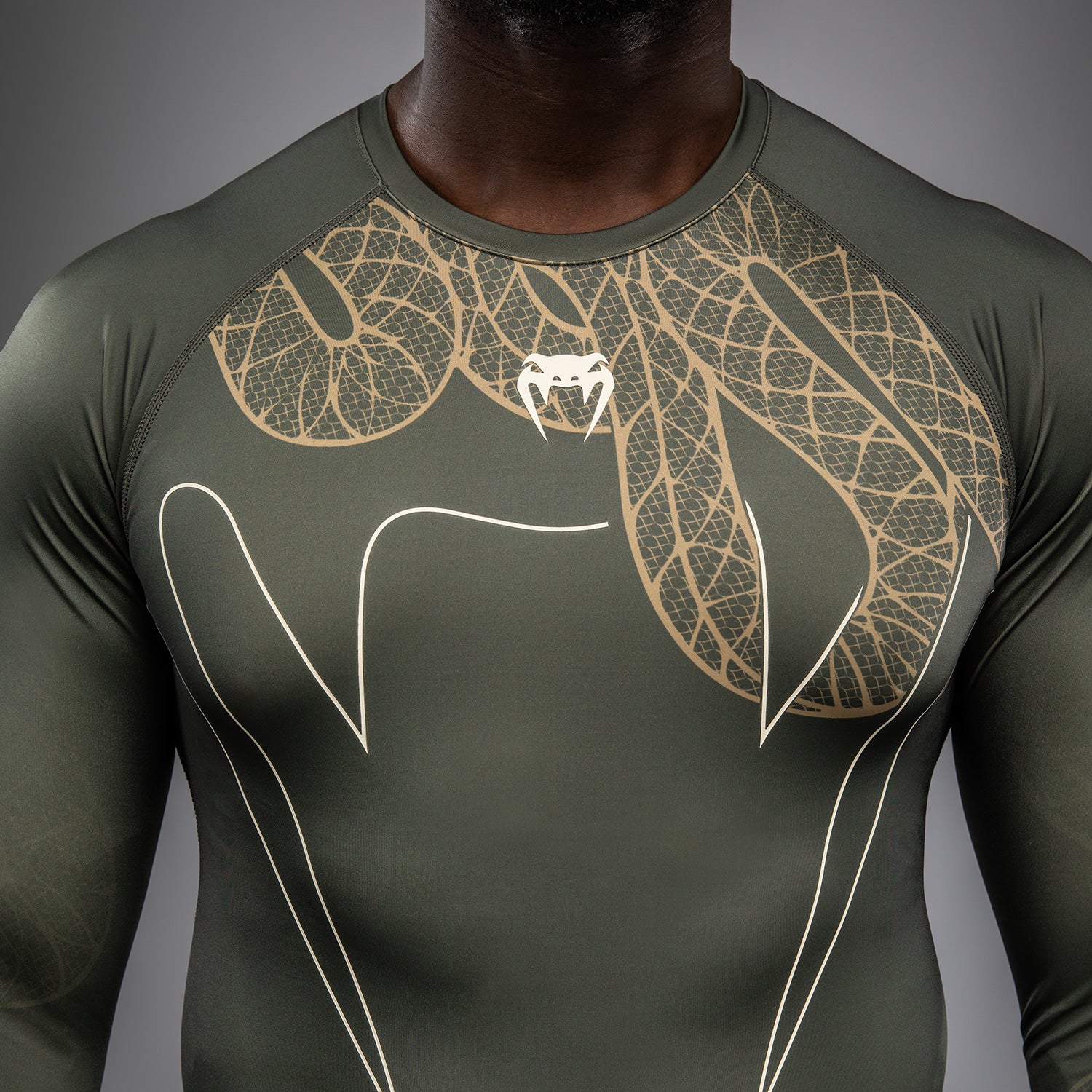 Rashguard Manches Longues Venum Serpenti – Kaki/Bronze/Ivoire - product-type_T-Shirts de Compression