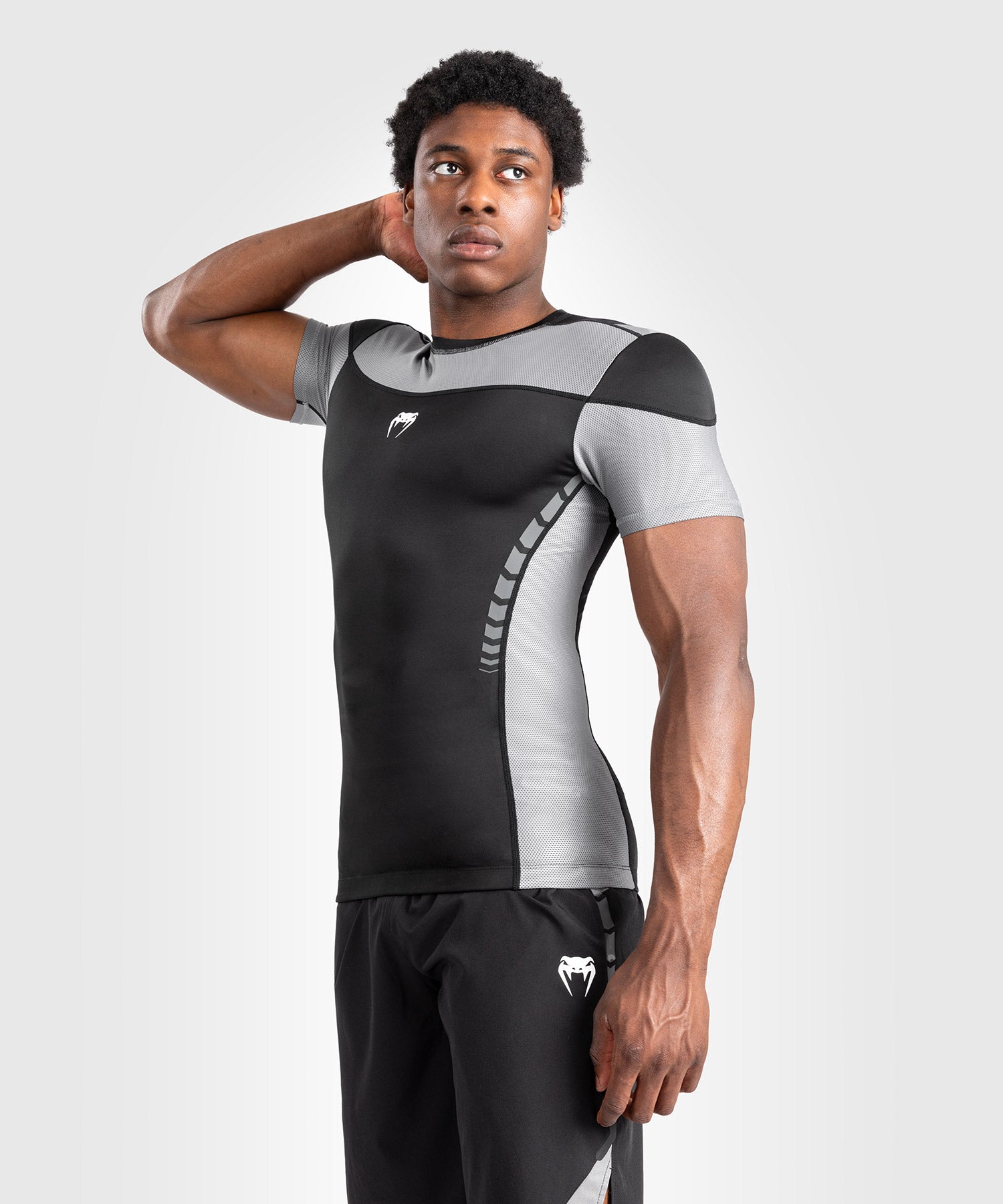 Rashguard À Manches Courtes pour Hommes Venum Tempest - Noir/Gris - product-type_T-Shirts de Compression