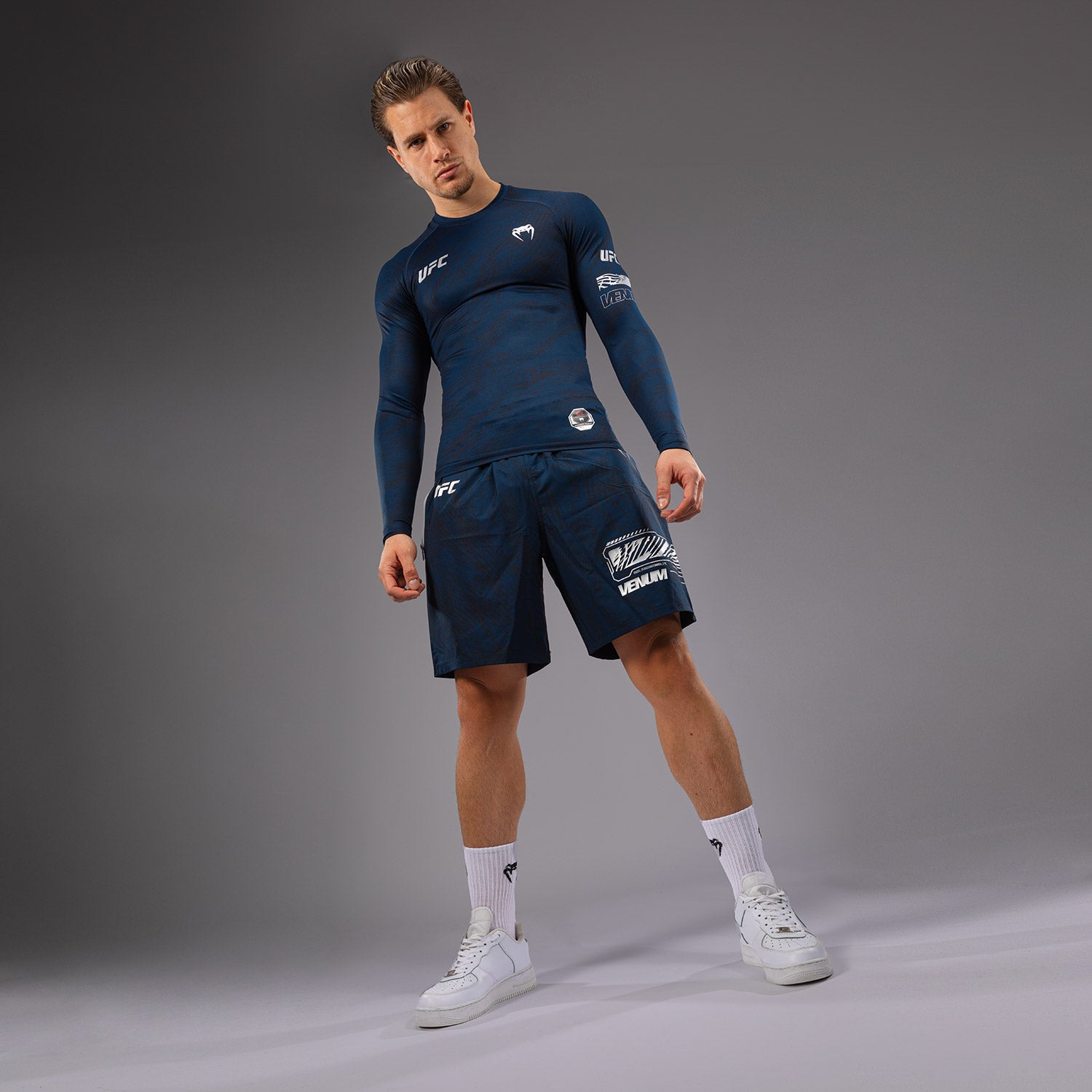 Rashguard Performance à Manches Longues pour Hommes UFC Fusion by Venum Fight Week - Bleu Océanique - product-type_T-Shirts de Compression