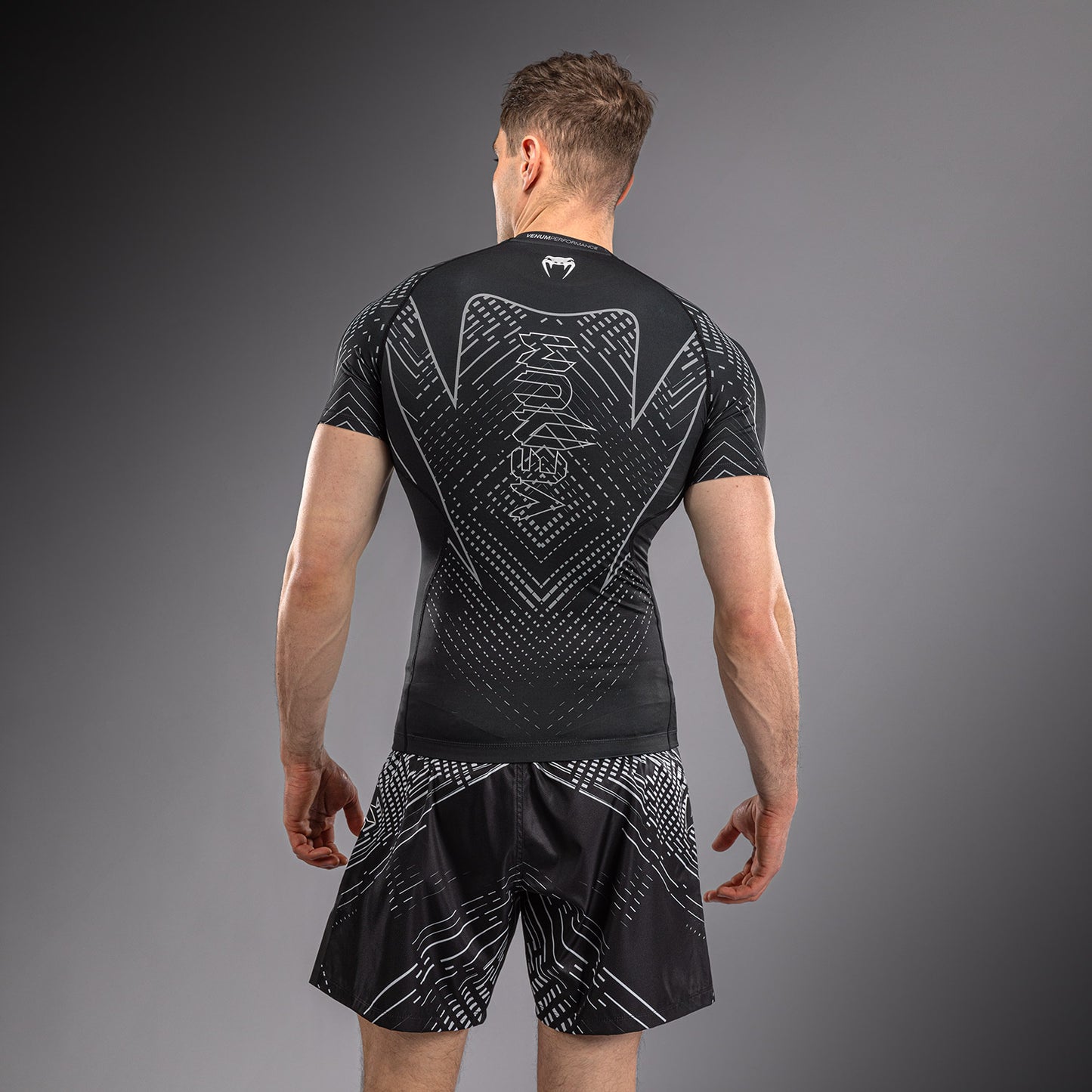 Rashguard à Manches Courtes Venum Midnight Fury – Noir/Gris/Argent - product-type_T-Shirts de Compression