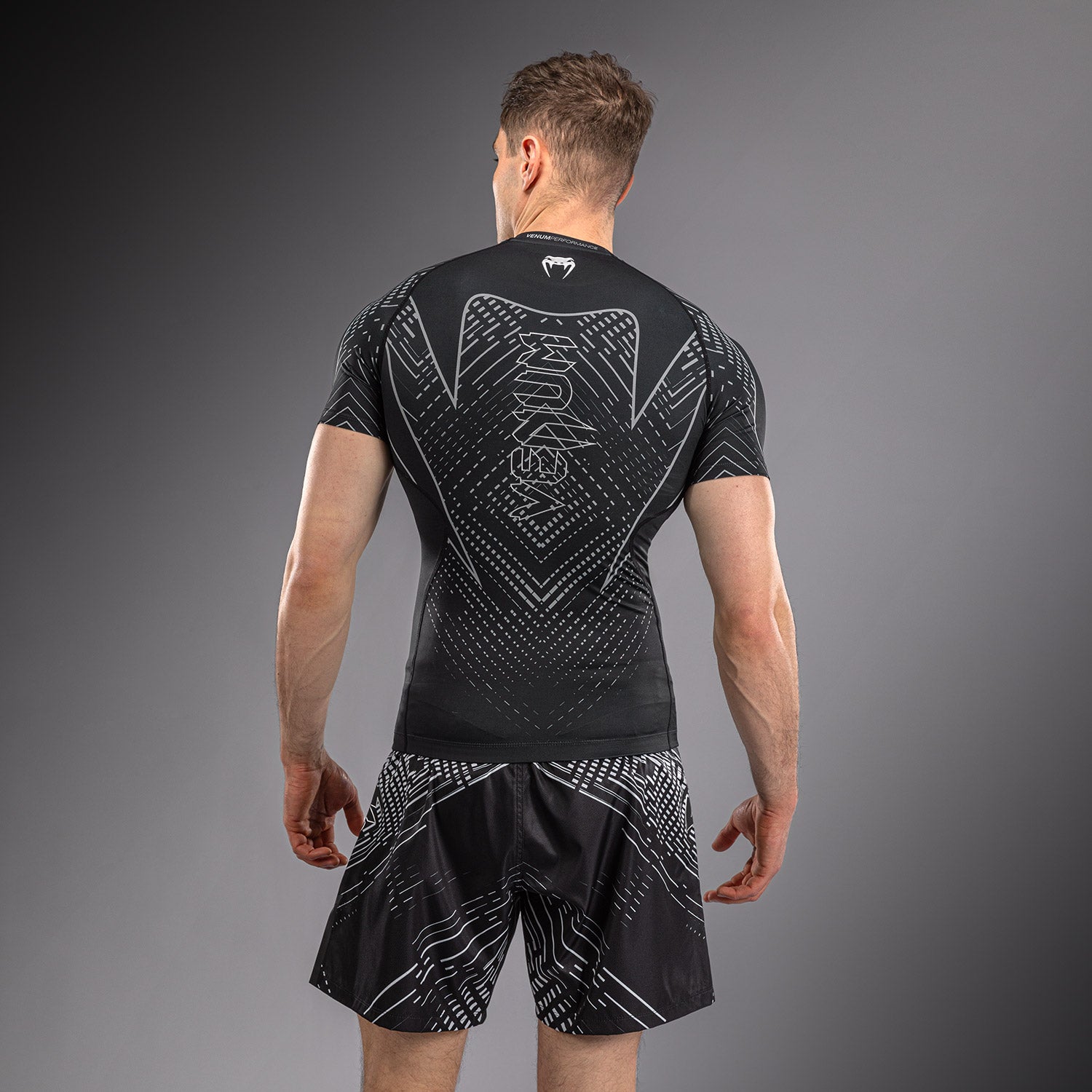Rashguard à Manches Courtes Venum Midnight Fury – Noir/Gris/Argent - product-type_T-Shirts de Compression