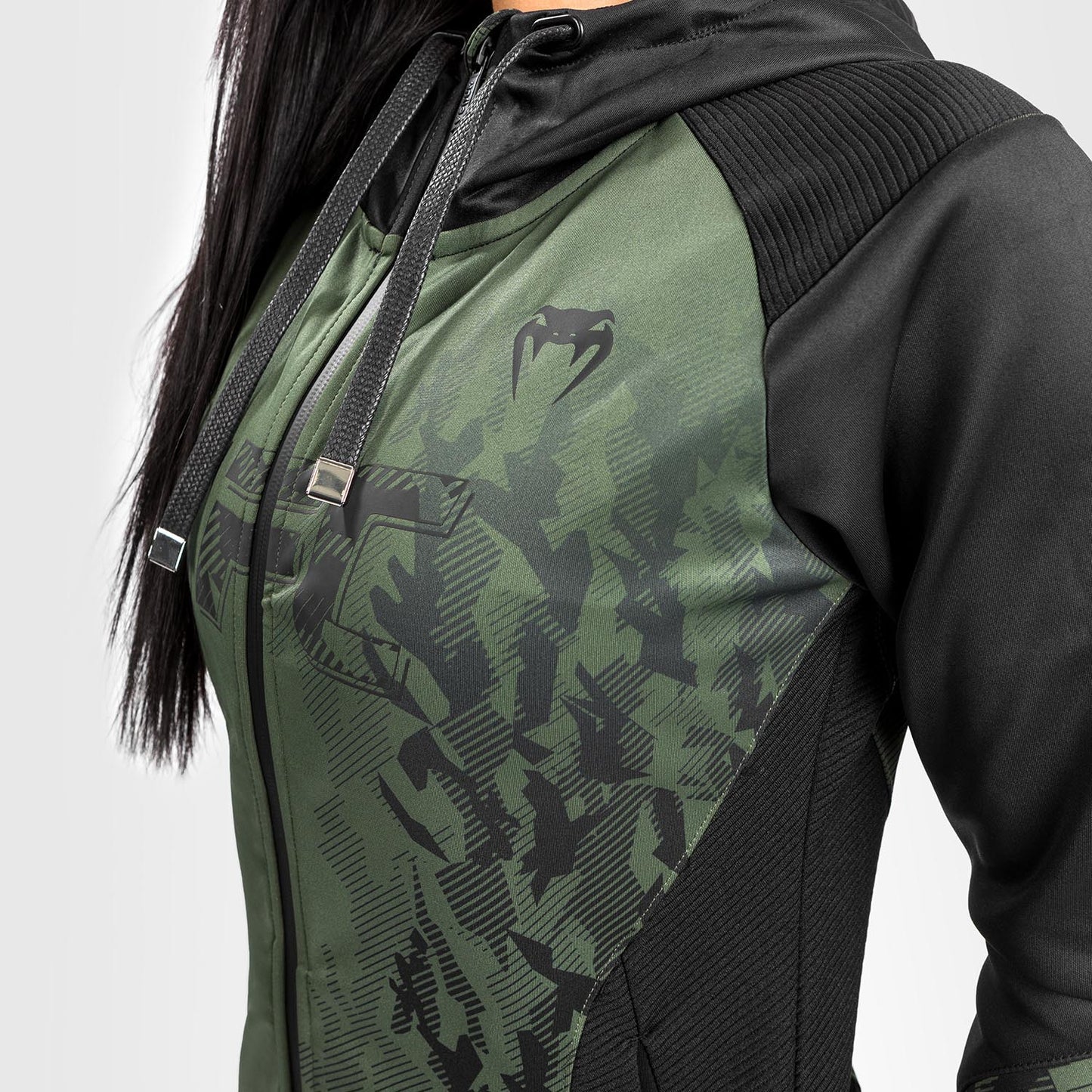 Sweatshirt Zippé Femme UFC Venum Authentic Fight Week - Kaki