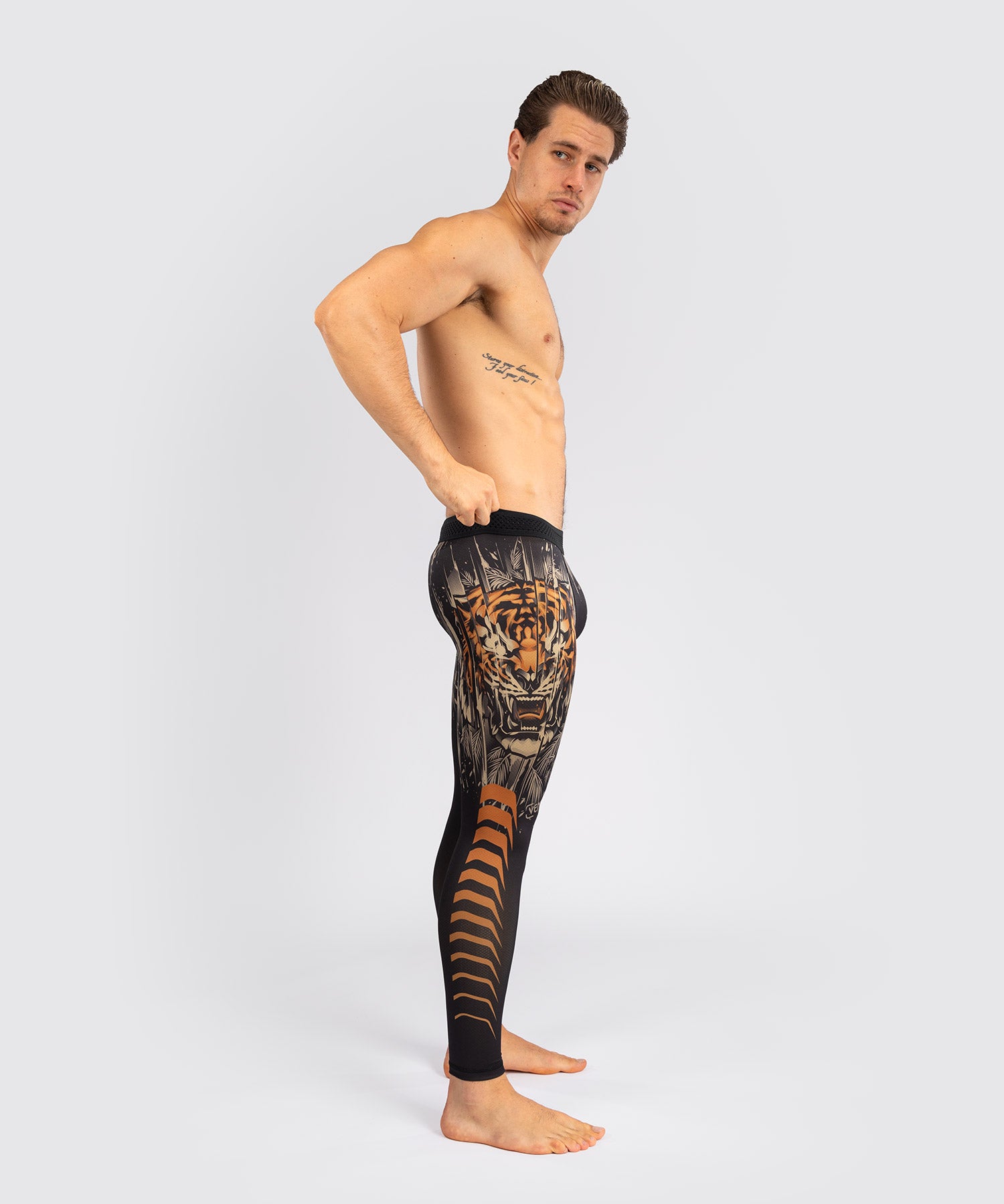 Pantalon de Compression Venum Tiger pour Hommes - Noir/Orange Néon - product-type_Pantalons de Compression