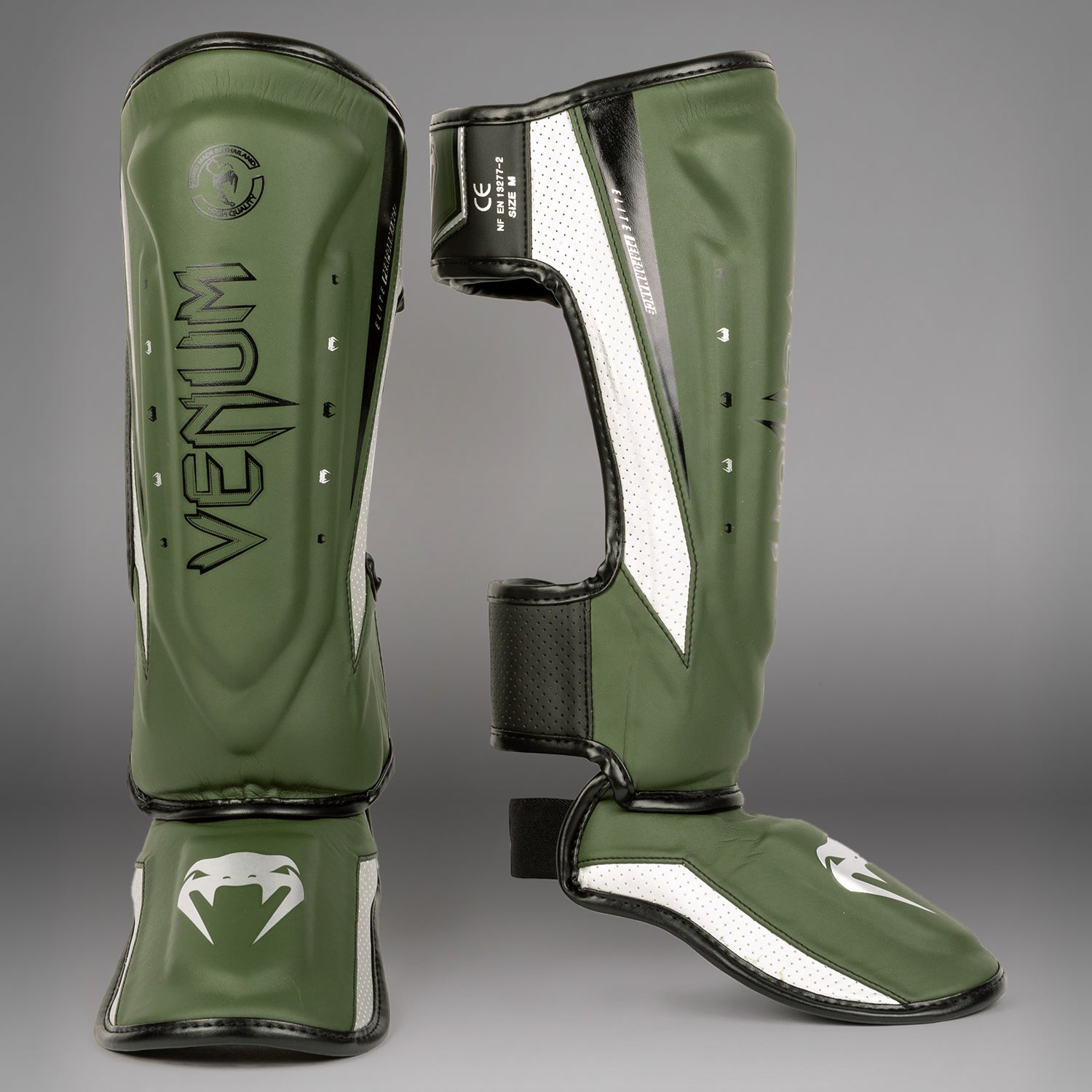 Protège-Tibias Venum Elite Evo - Kaki/Argent - product-type_Protège-tibias