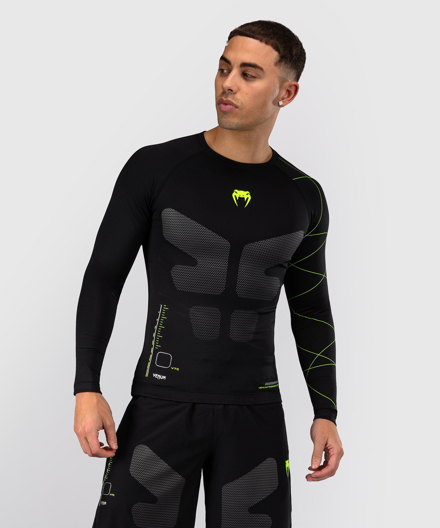 Rashguard Manches Longues Venum Training Camp 4.0 - Noir/Vert fluo - product-type_T-Shirts de Compression