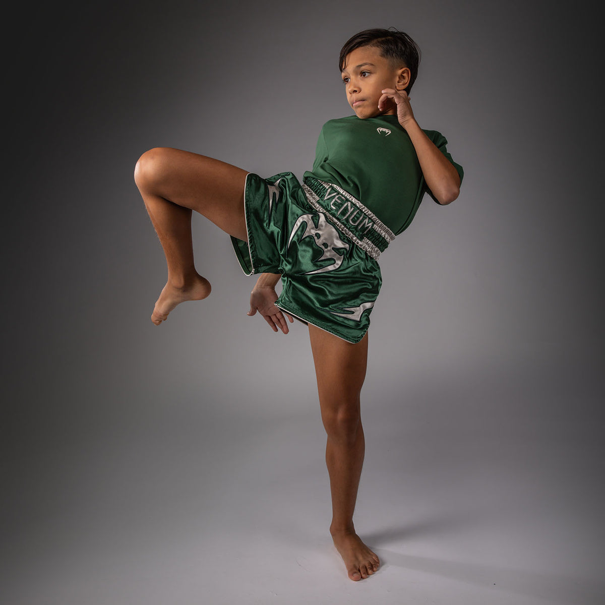 Short de Muay Thaï Venum Inferno – Vert Forêt/ Blanc Cassé - product-type_Shorts de Muay Thai