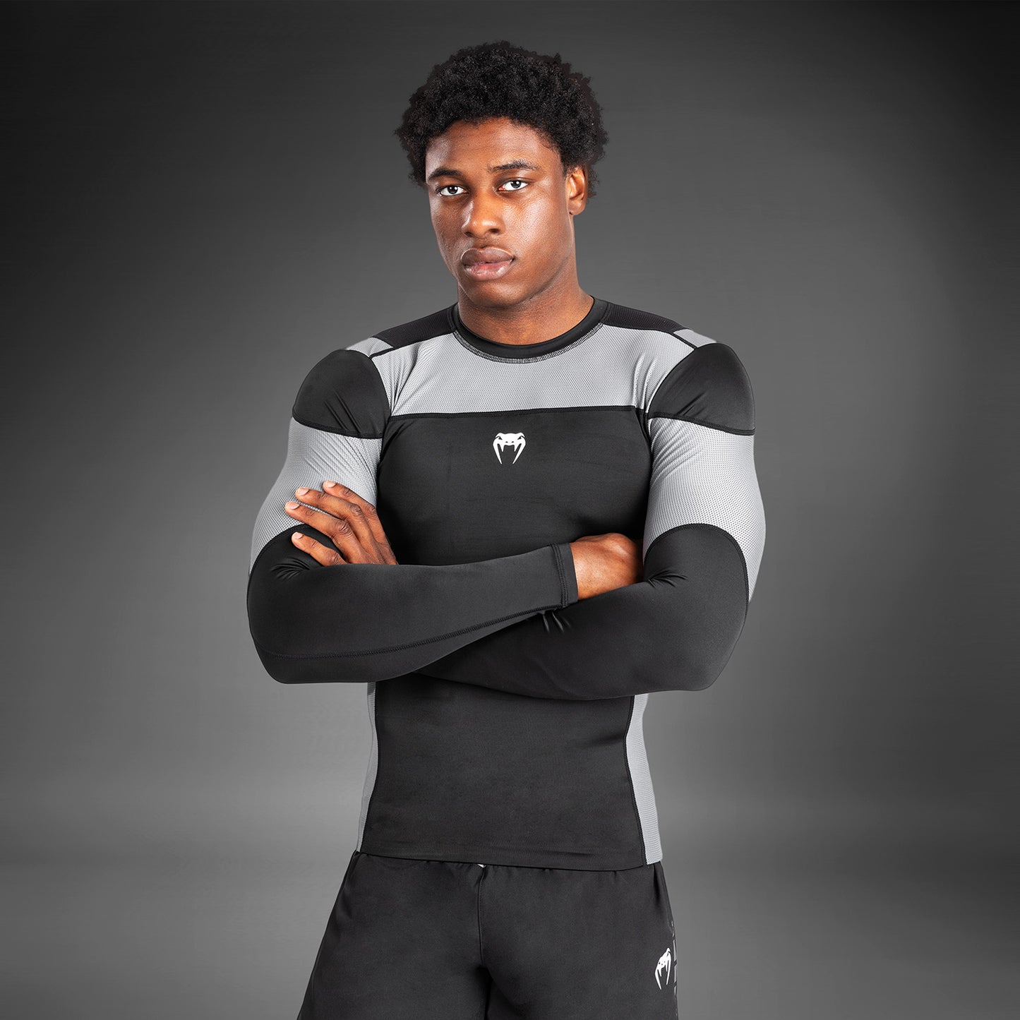 Rashguard À Manches Longues pour Hommes Venum Tempest - Noir/Gris - product-type_T-Shirts de Compression
