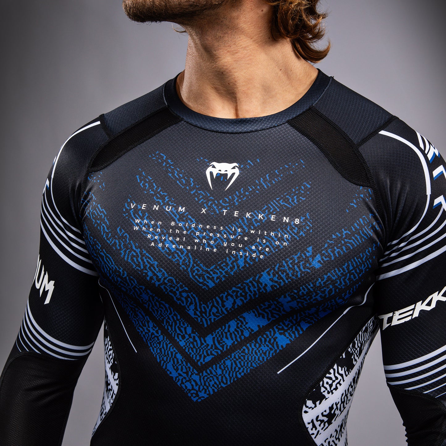 Rashguard Venum x TEKKEN 8 - Jin Kazama - Bleu/Noir/Blanc - product-type_T-Shirts de Compression