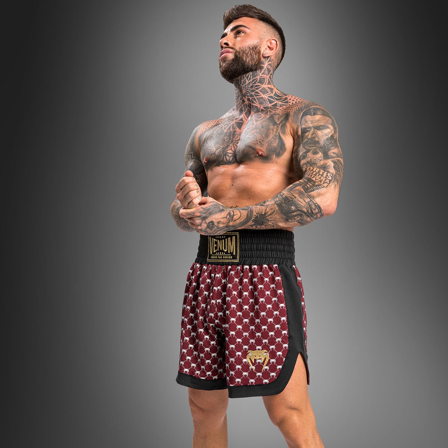 Short de Boxe Venum Monogram - Noir/Bordeaux - product-type_Shorts de boxe