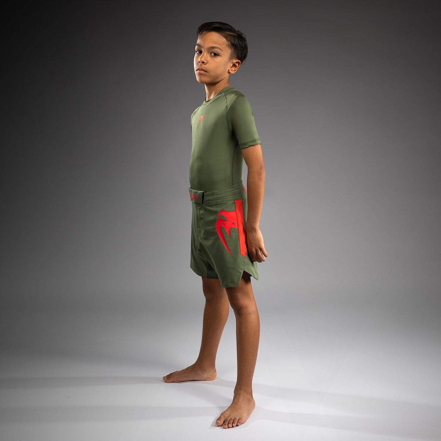Short de Combat pour Enfants Venum Light - Vert militaire/Orange - product-type_Shorts de MMA