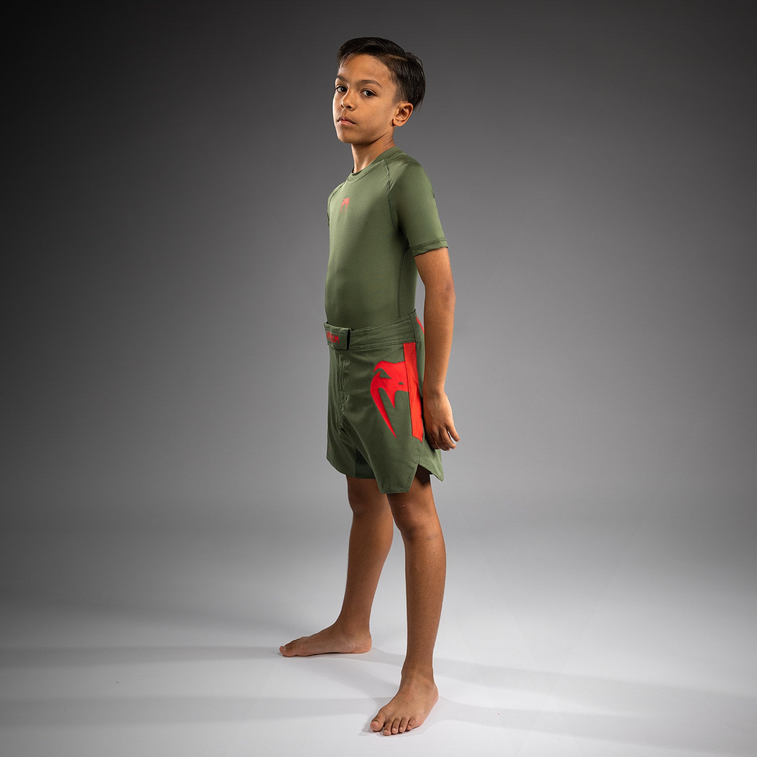 Short de Combat pour Enfants Venum Light - Vert militaire/Orange - product-type_Shorts de MMA