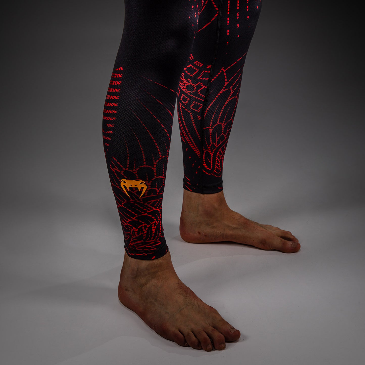 Pantalon de Compression Venum Quetzal Fury - Noir/Rouge Fury/Mandarine