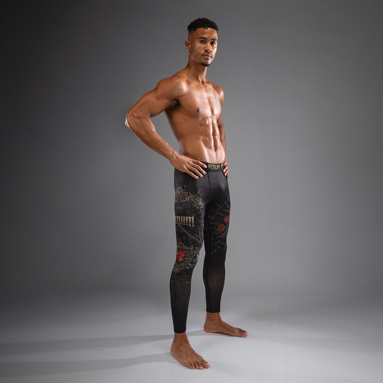 Pantalon de Compression pour Hommes Venum Santa Muerte 5.0 - Noir Profond/Or - product-type_Pantalons de Compression