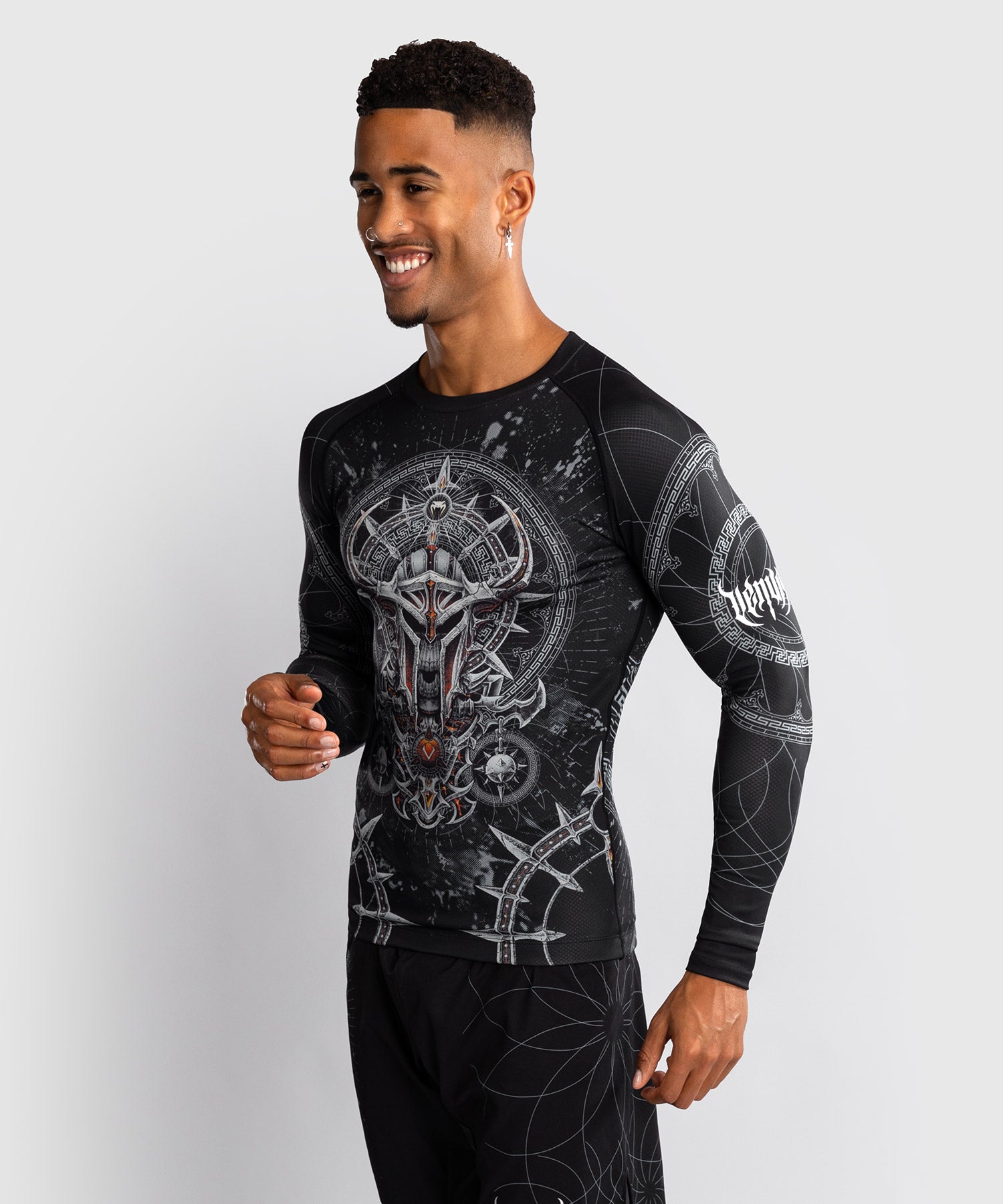 Rashguard à Manches Longues pour Hommes Venum Gladiator 5.0 - Noir/Argent - product-type_T-Shirts de Compression