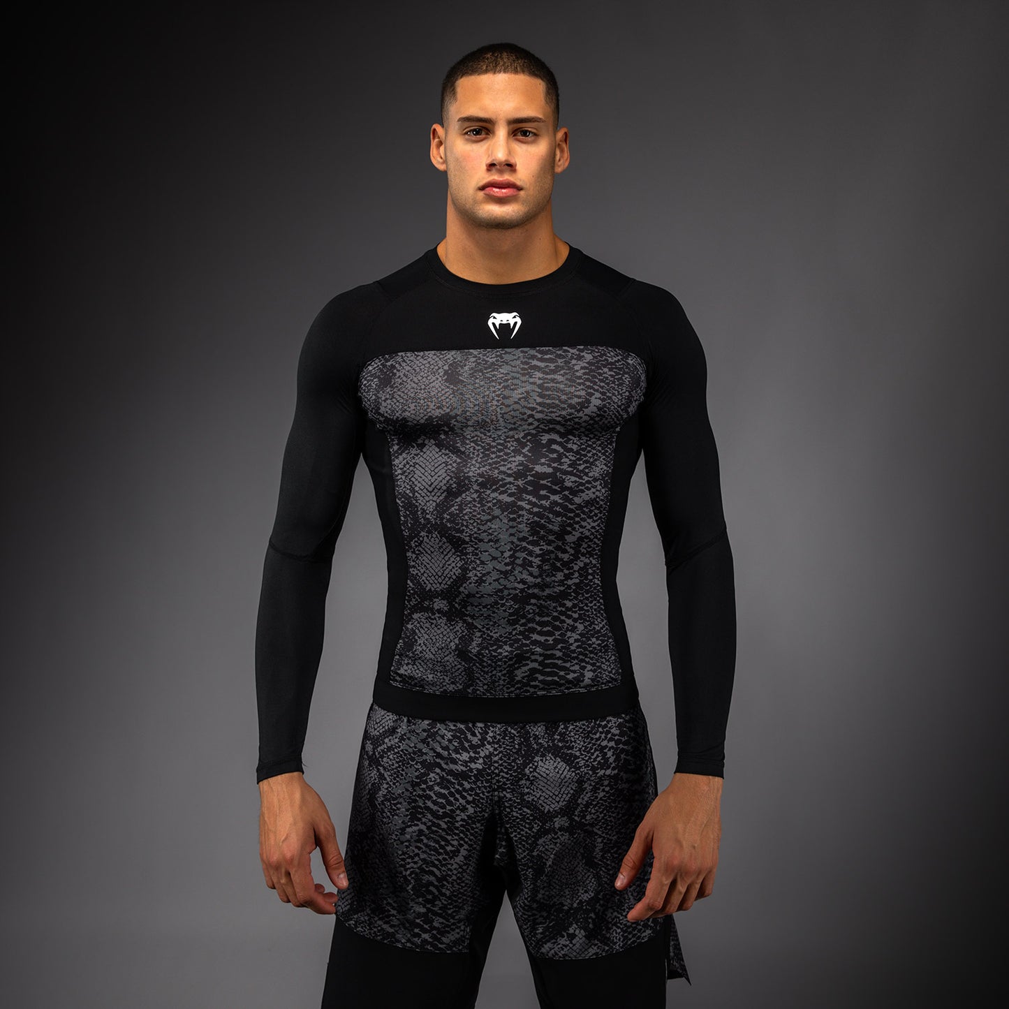 Rashguard à Manches Longues Venum G-Fit Scales – Noir/Gris Charbon