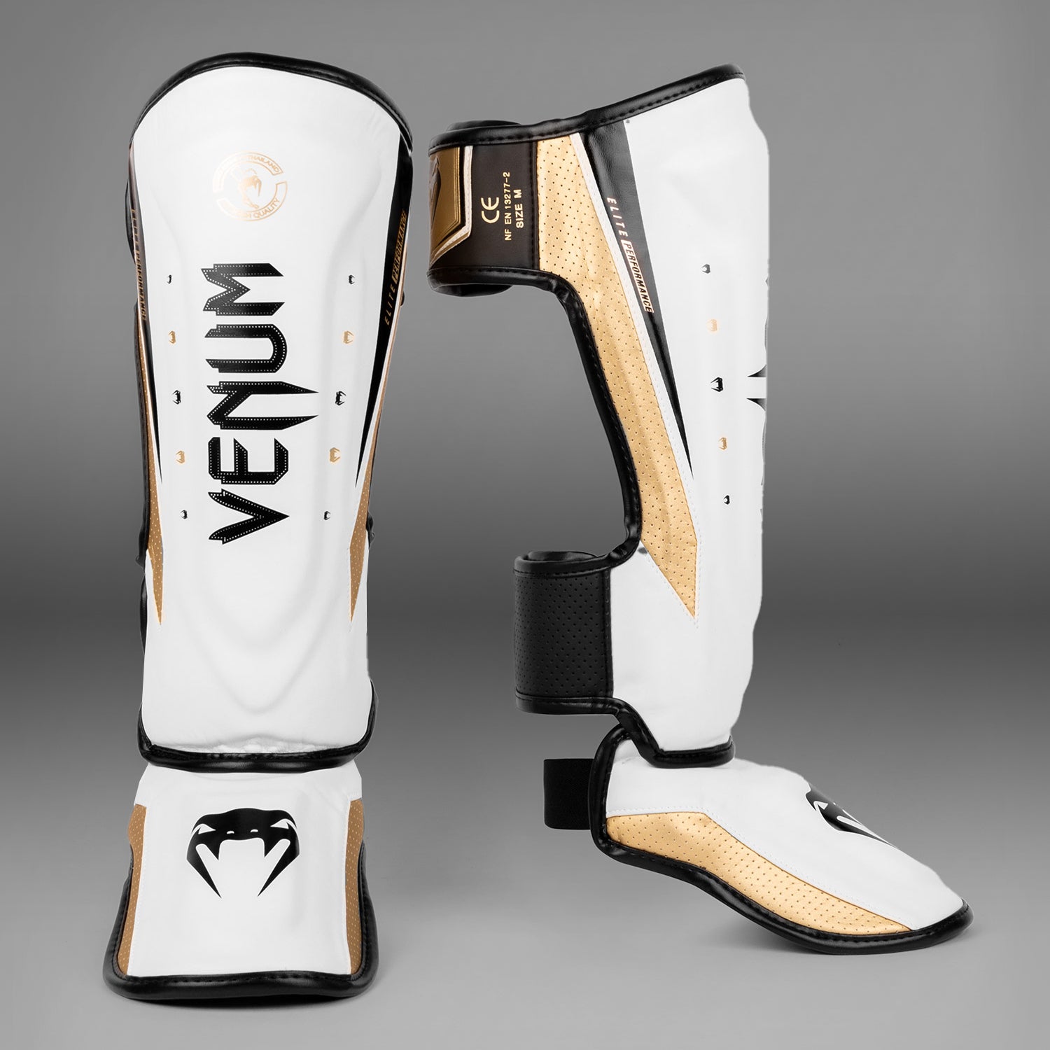 Protège-Tibias Venum Elite Evo - Blanc/Or - product-type_Protège-tibias