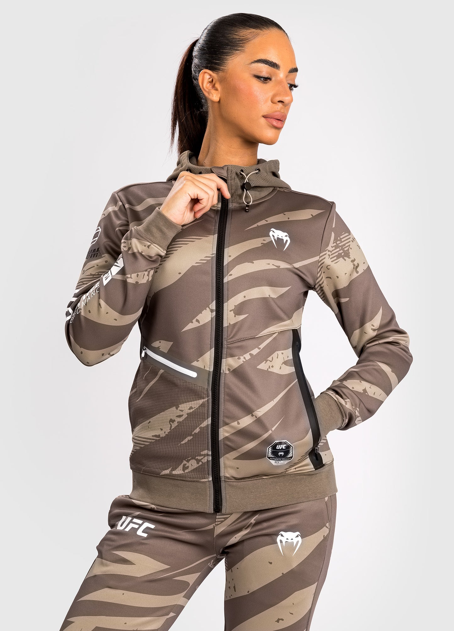Veste À Capuche Zippé pour Femmes UFC Adrenaline by Venum Fight Week - Desert Camo - product-type_Sweatshirts
