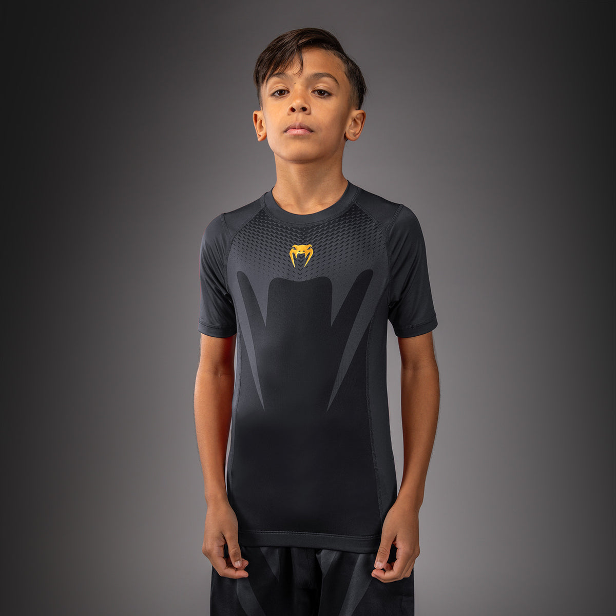 Rashguard manches courtes pour Enfant Venum Attack - Noir/Or