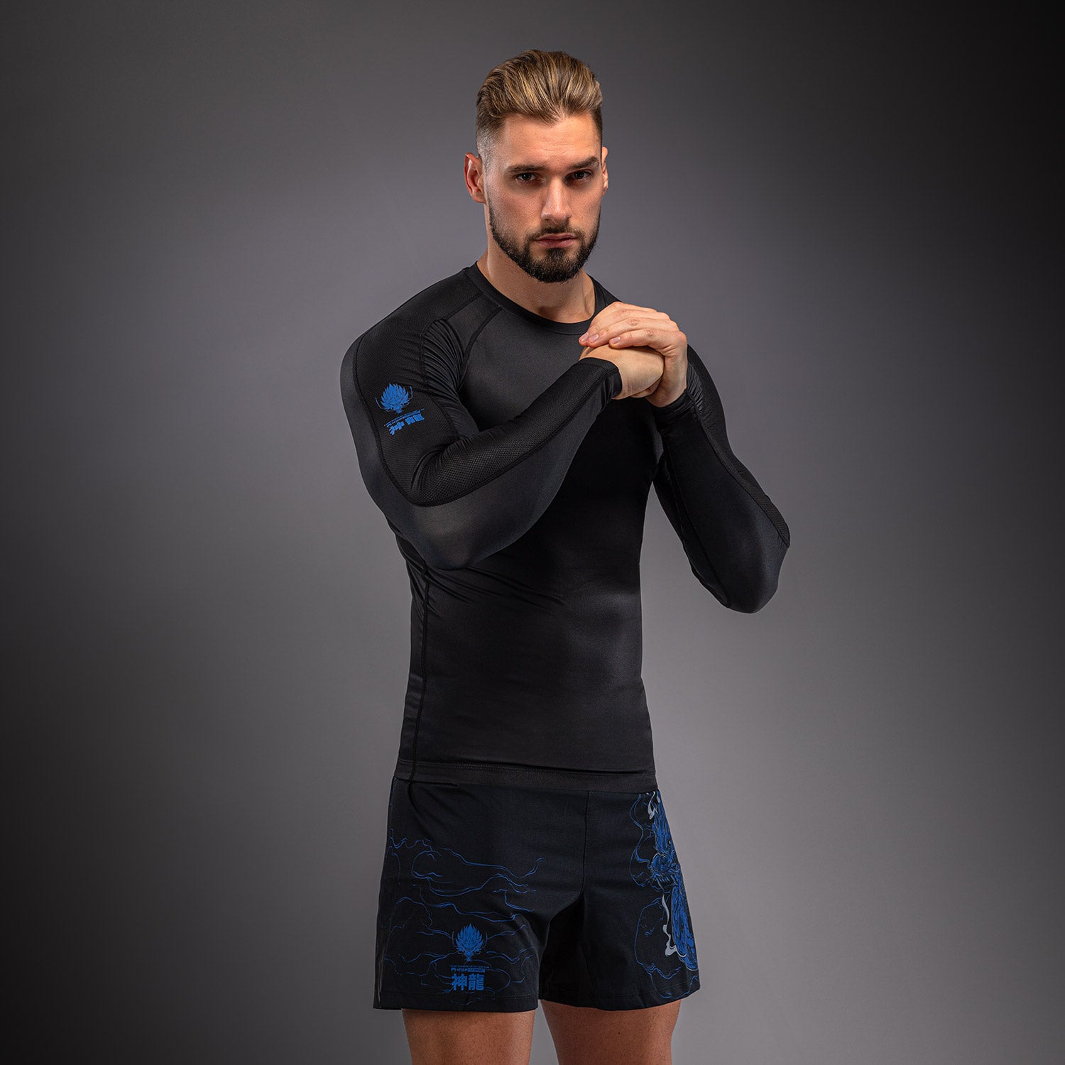 Rashguard à Manches Longues Venum Thunder Dragon – Noir/Bleu Royal - product-type_T-Shirts de Compression
